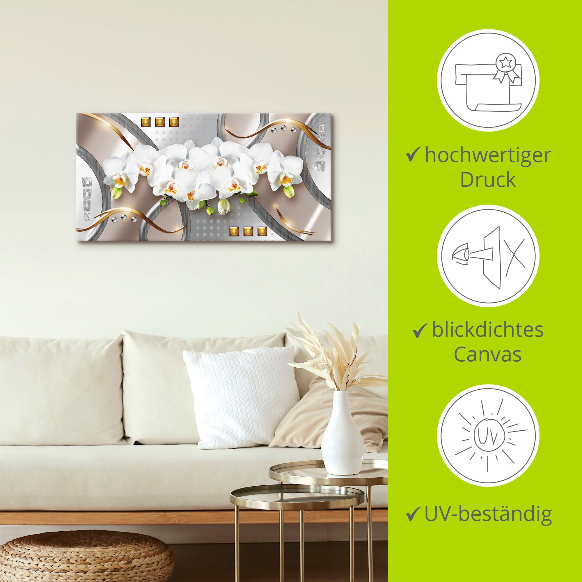Artland Wandbild »Orchideen mit Elementen«, Blumen, (1 St.), als Leinwandbild, Poster in verschied. Größen