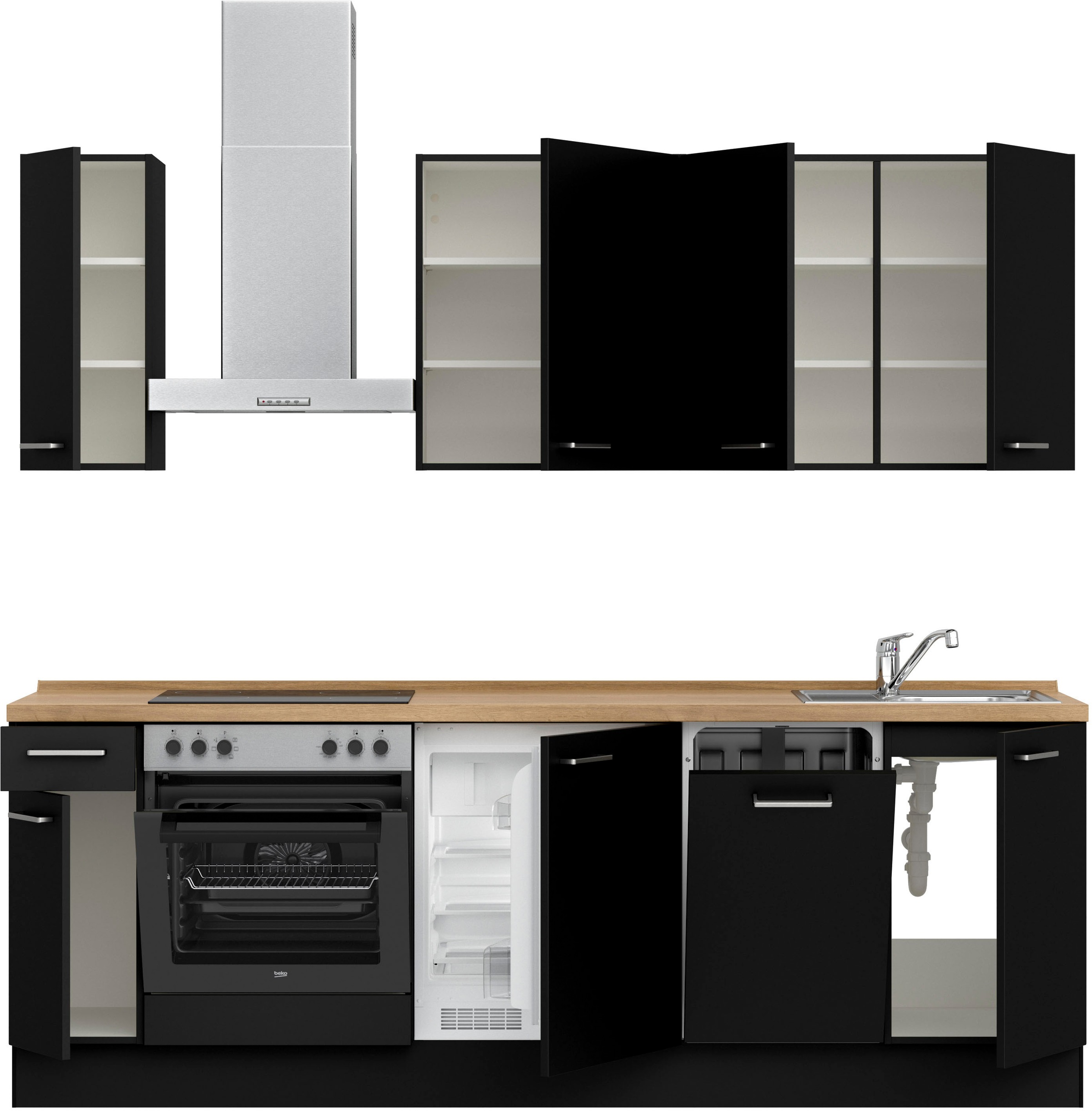 nobilia® Küchenzeile »"Touch I"«, vormontiert, Ausrichtung wählbar, Breite 240 cm, wahlw. mit E-Geräten