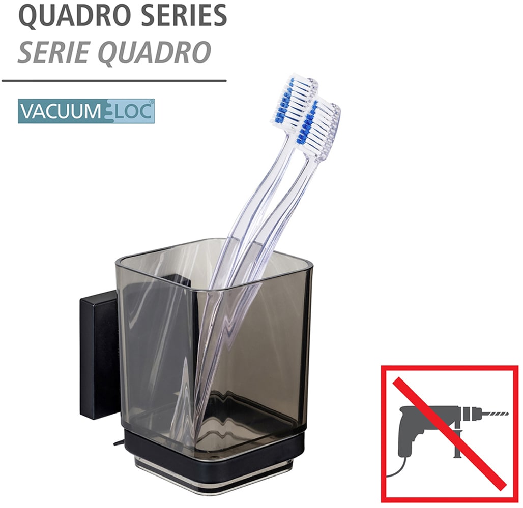 WENKO Zahnputzbecher »Vacuum-Loc® Modell Quadro«, mit Wandhalterung ohne Bohren, Edelstahl und Kunststoff