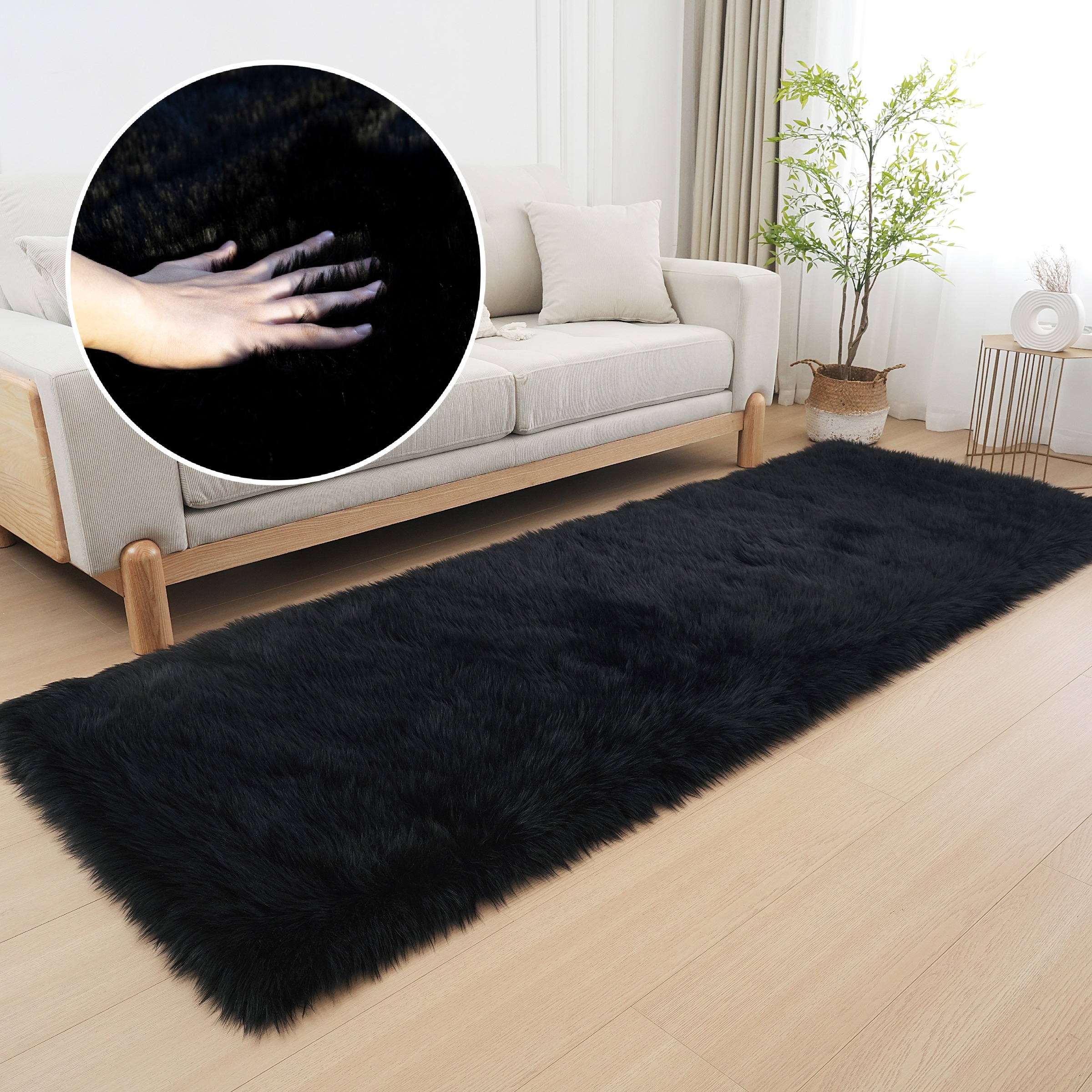 my home Fellteppich »Dena, Hochflor Teppiche«, rechteckig, 60 mm Höhe, Kuns günstig online kaufen