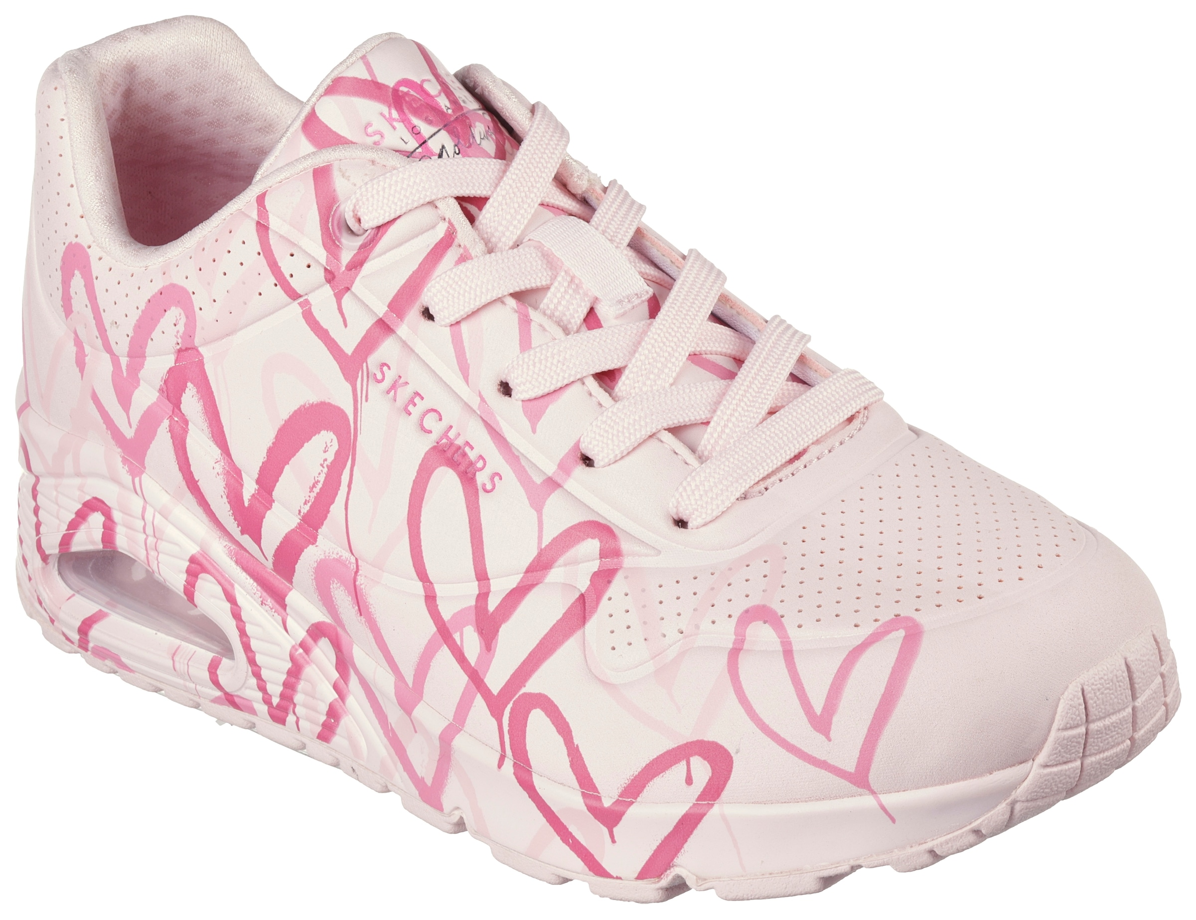 Skechers Wedgesneaker »UNO-SPREAD THE LOVE«, mit auffälligem Graffiti-Print, Freizeitschuh, Halbschuh, Schnürschuh