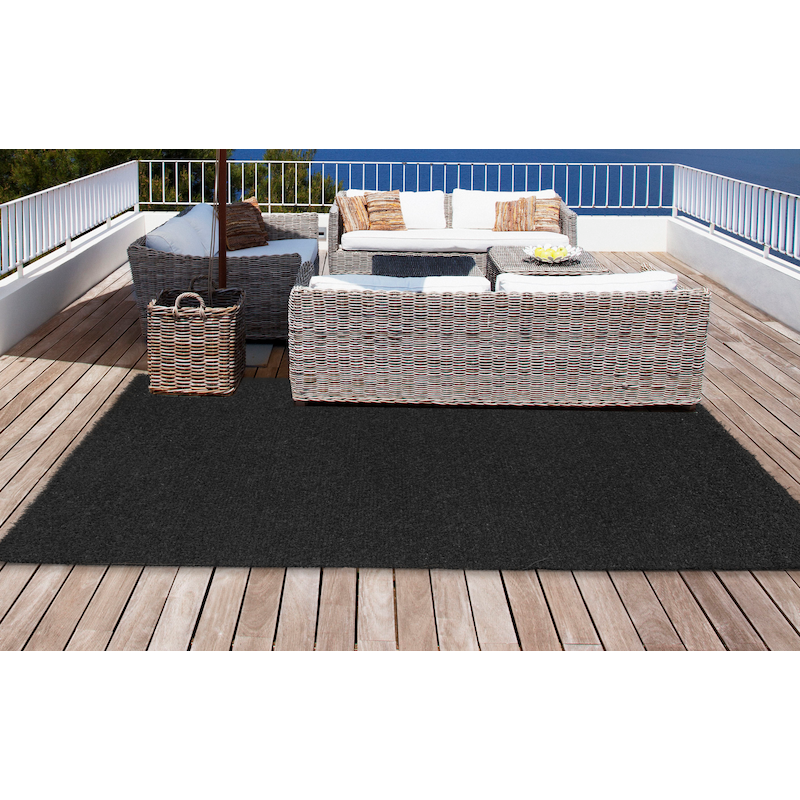 ANDIAMO Kunstrasen »Black« rechteckig 15 mm Höhe Wetterfest, Balkon geeignet, integrierte Drainage, Garten, Terrasse schwarz Obermaterial: 100%...
