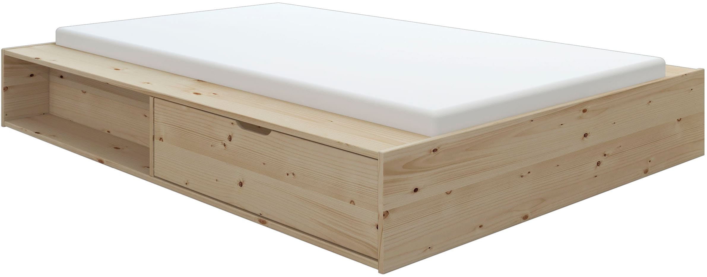 Home affaire Stauraumbett »Erno, Massivholzbett, Futonbett, 275KG belastbar«, (Breite/ Belastbarkeit: 120cm/275 KG, 180cm/275 KG), mit Lattenrost, Massivholz, FSC® zertifiziert, viel Stauraum + Ablagen