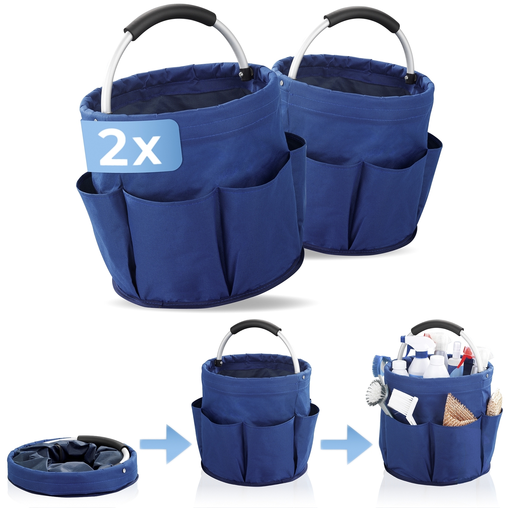 Maximex Organizer »Universal-Reinigungs-Caddy«, (Set, 2 St.), Allzweckkorb mit 6 Außentaschen, ideal für Haushalt, Garten & Camping
