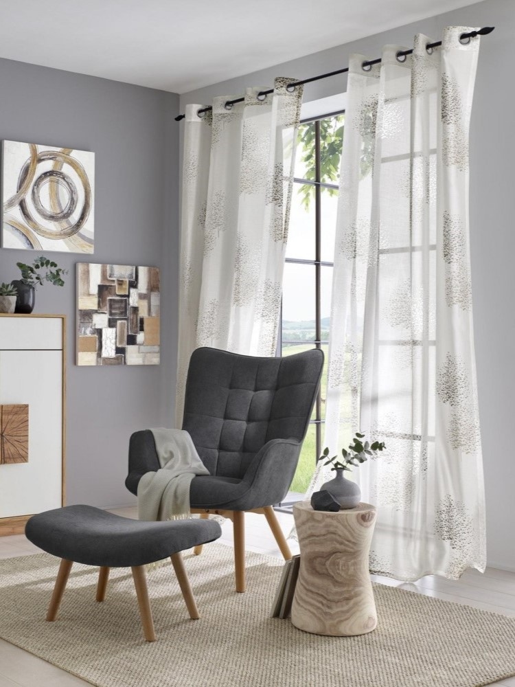 Kutti Vorhang »Belinda«, (1 St.), Gardine, halbtransparent, Ausbrenner, bedruckt, Viskose-Polyester