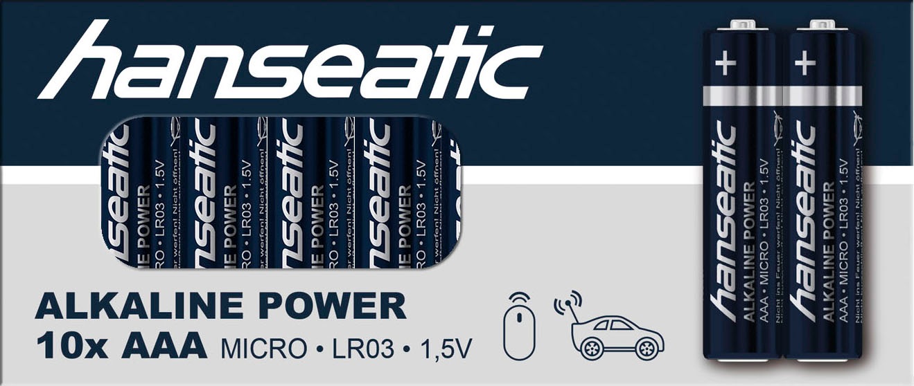 Hanseatic Batterie »20er Pack Alkaline Power, AAA Micro«, LR03, (Packung, 20 St.)