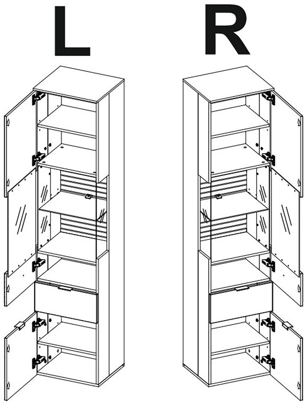 Innostyle Vitrine »INA Vitrine, 45 x 200 x 36 cm (B/H/T)« 1 Stk. tlg. L/R verwendbar, inkl. Beleuchtung, Softclose