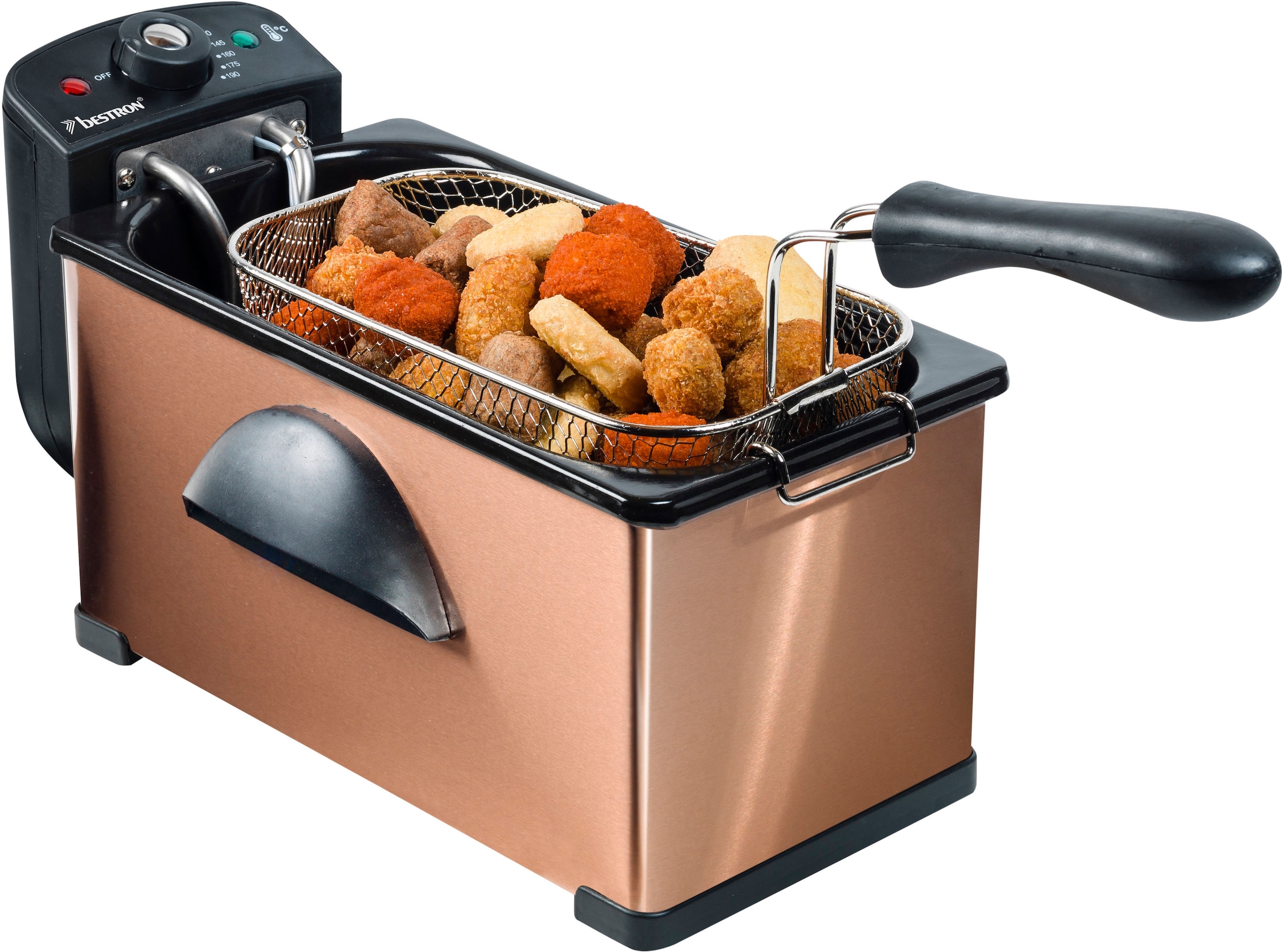 bestron Fritteuse »AF370CO«, 2000 W, Fassungsvermögen 1 kg, mit Cool Zone, 3,5 Liter, Kupfer