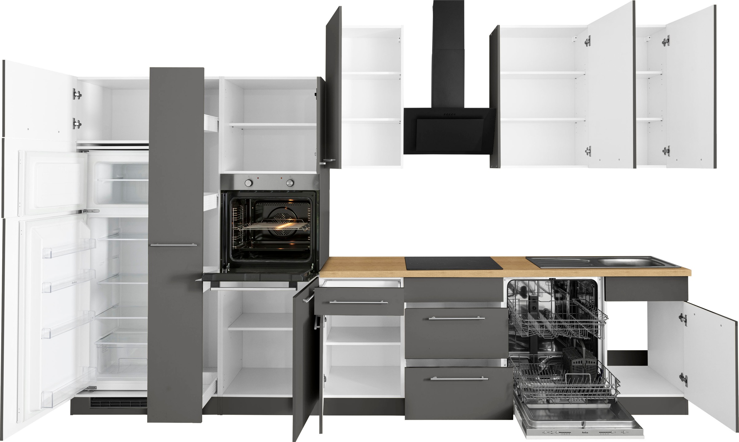 wiho Küchen kaufen E-Geräten, Küchenzeile online 370 »Unna«, cm Breite mit