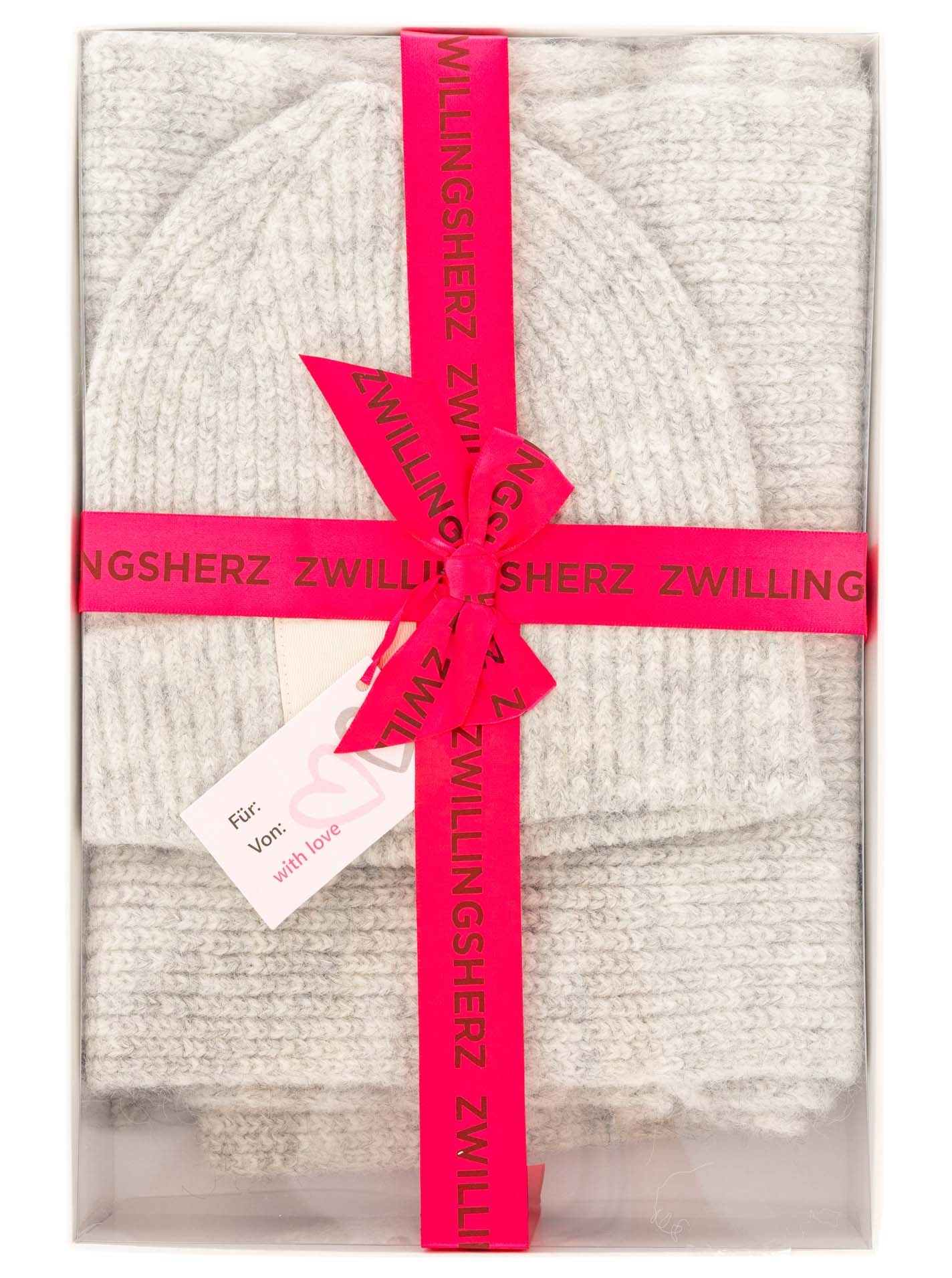 Zwillingsherz Beanie »"Geschenkbox Zwillingsherz Set"« Set in Geschenkbox, Schal und Mütze mit Patch, gerippt