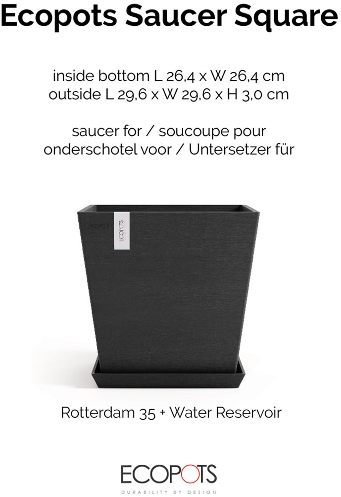 ECOPOTS Topfuntersetzer »Quadratisch 35 Dunkelgrau« für innen und außen: frostsicher, bruchsicher und lichtbeständig