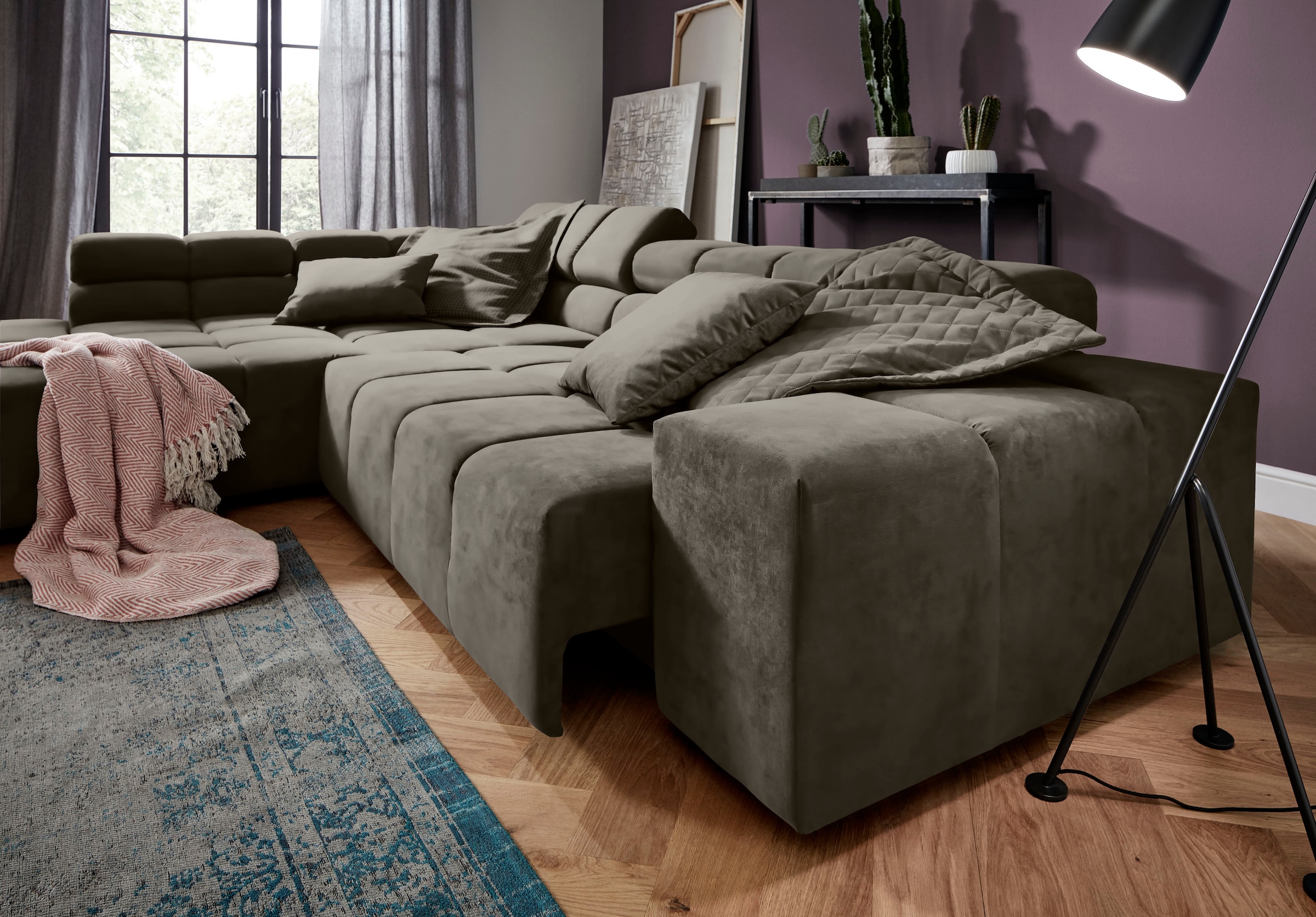INOSIGN Ecksofa »Ancona incl. Kopfteilverstellung, OTTOs Choice, Breite 319cm, L-Form«, wahlweise motorische Sitztiefenverstellung, auch in Cord + Easy Care