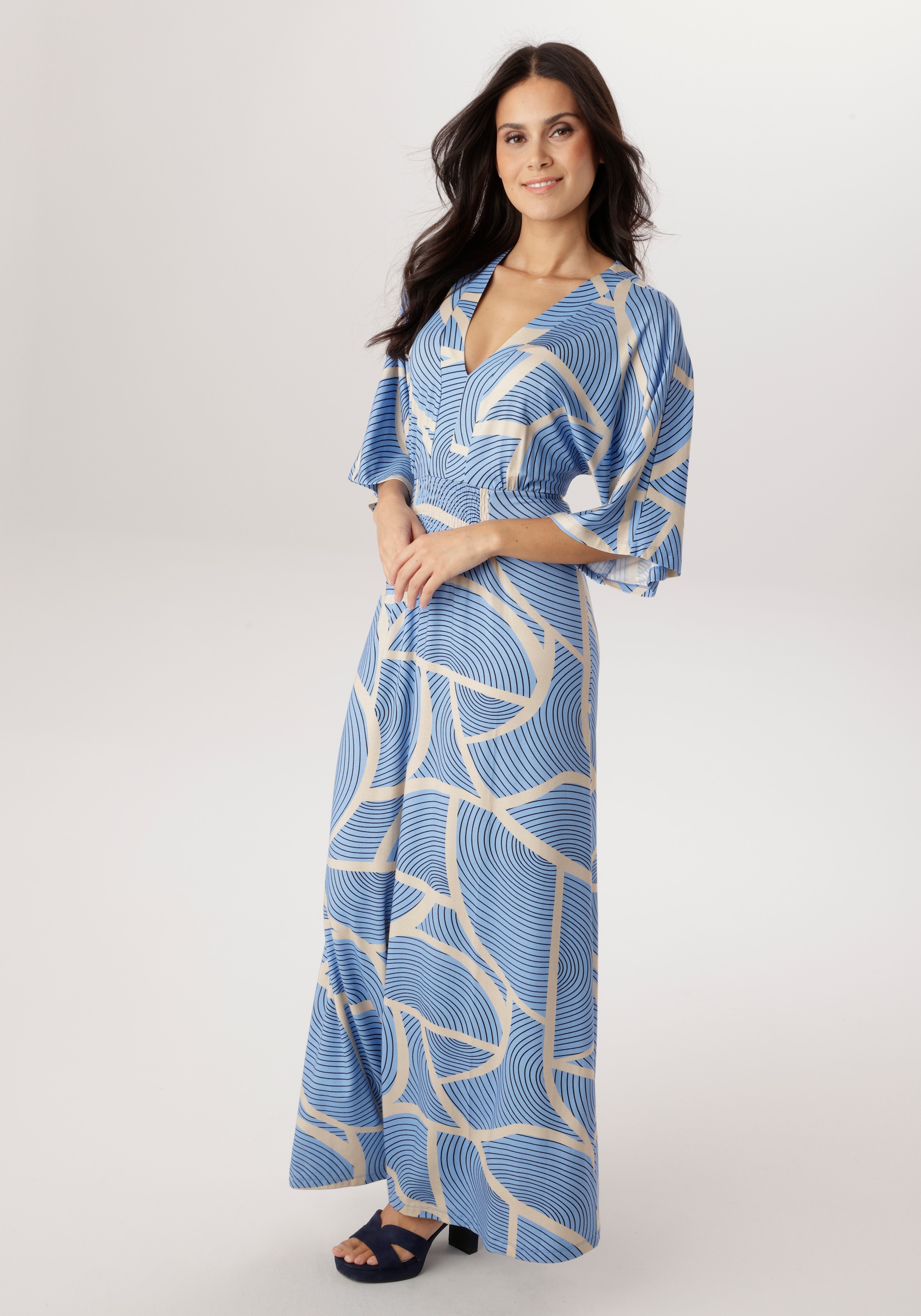 Aniston SELECTED Maxikleid mit weiten, 3/4-langen Ärmeln - NEUE KOLLEKTION