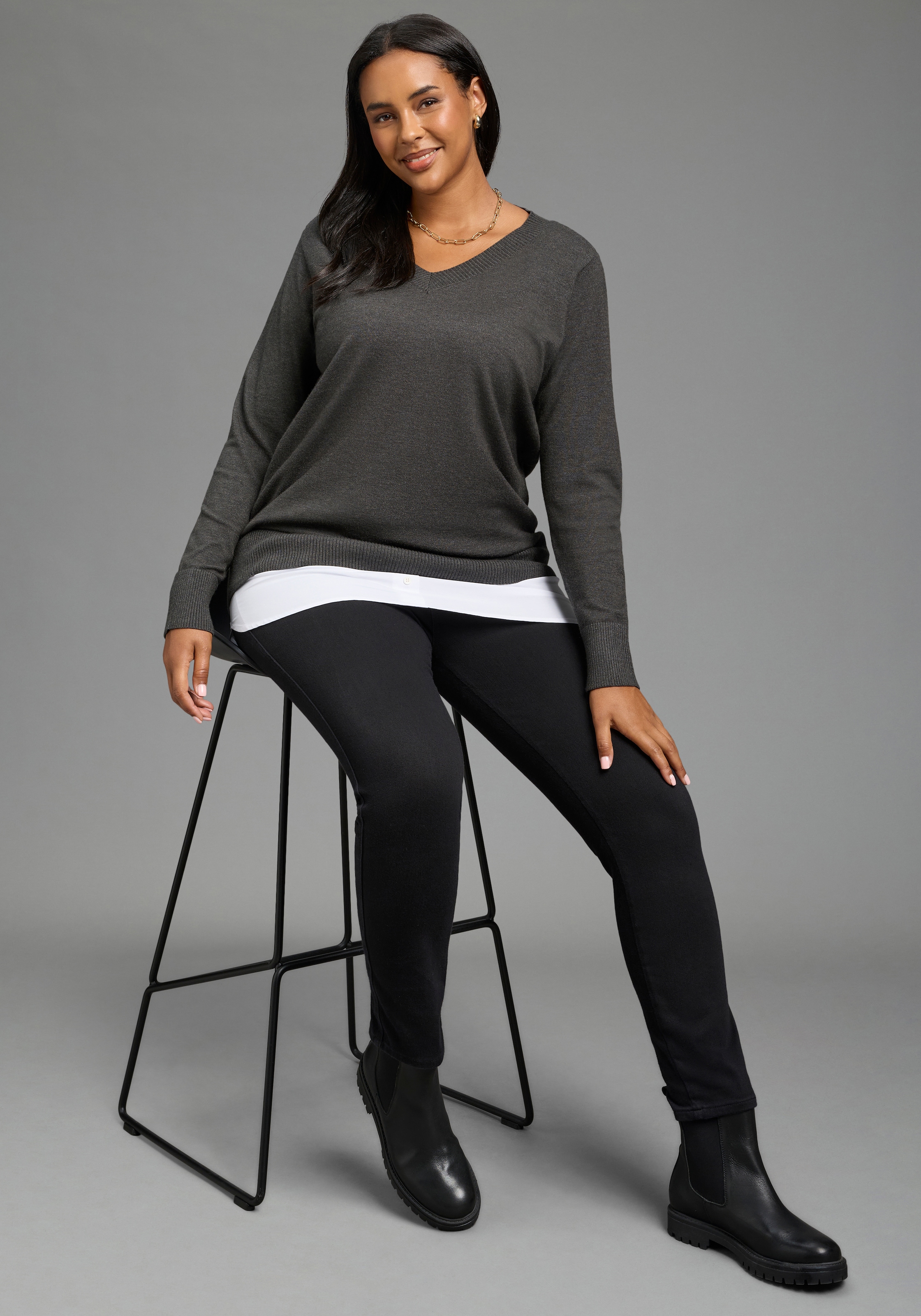 Laura Scott CURVE Longbluse »Blusenverlängerung Große Größen« Packung, 2er-Pack,  femininer Stil, aus Baumwolle und Polyester, po-bedeckende Länge
