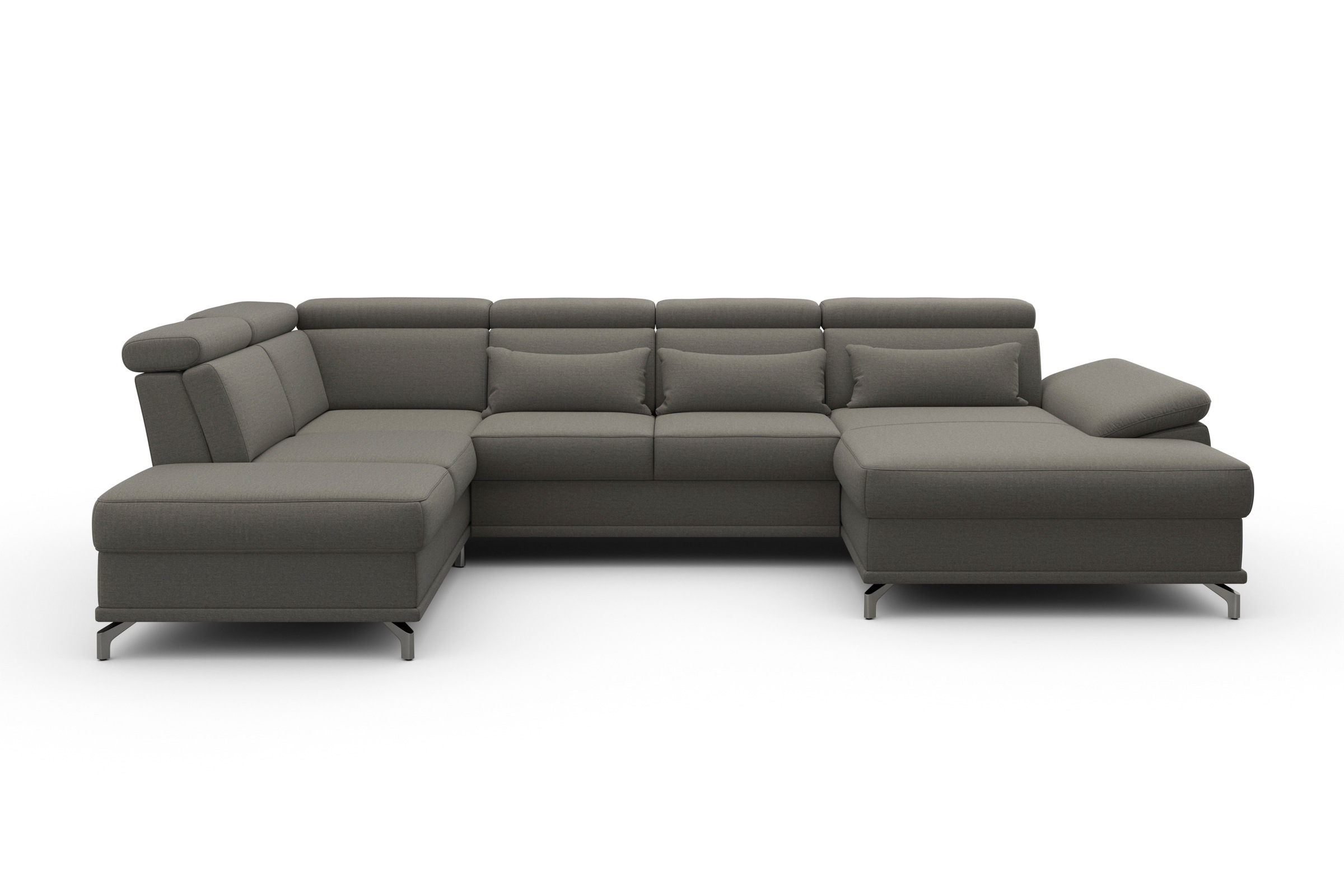 sit&more Wohnlandschaft »Cabrio U-Form, mit Sitztiefenverstellung, Arm- und Kopfteilverstellung«, 3 Nierenkissen, Federkern, optional Bettfunktion und Stauraum