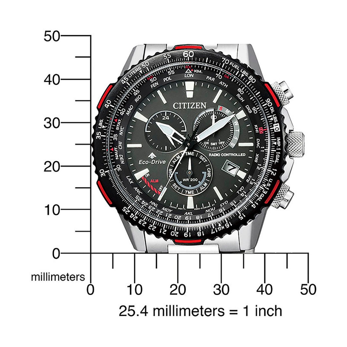 Citizen Funkchronograph »Promaster Sky«, Armbanduhr, Herrenuhr, Solar, Stoppfunktion, bis 20 bar wasserdicht