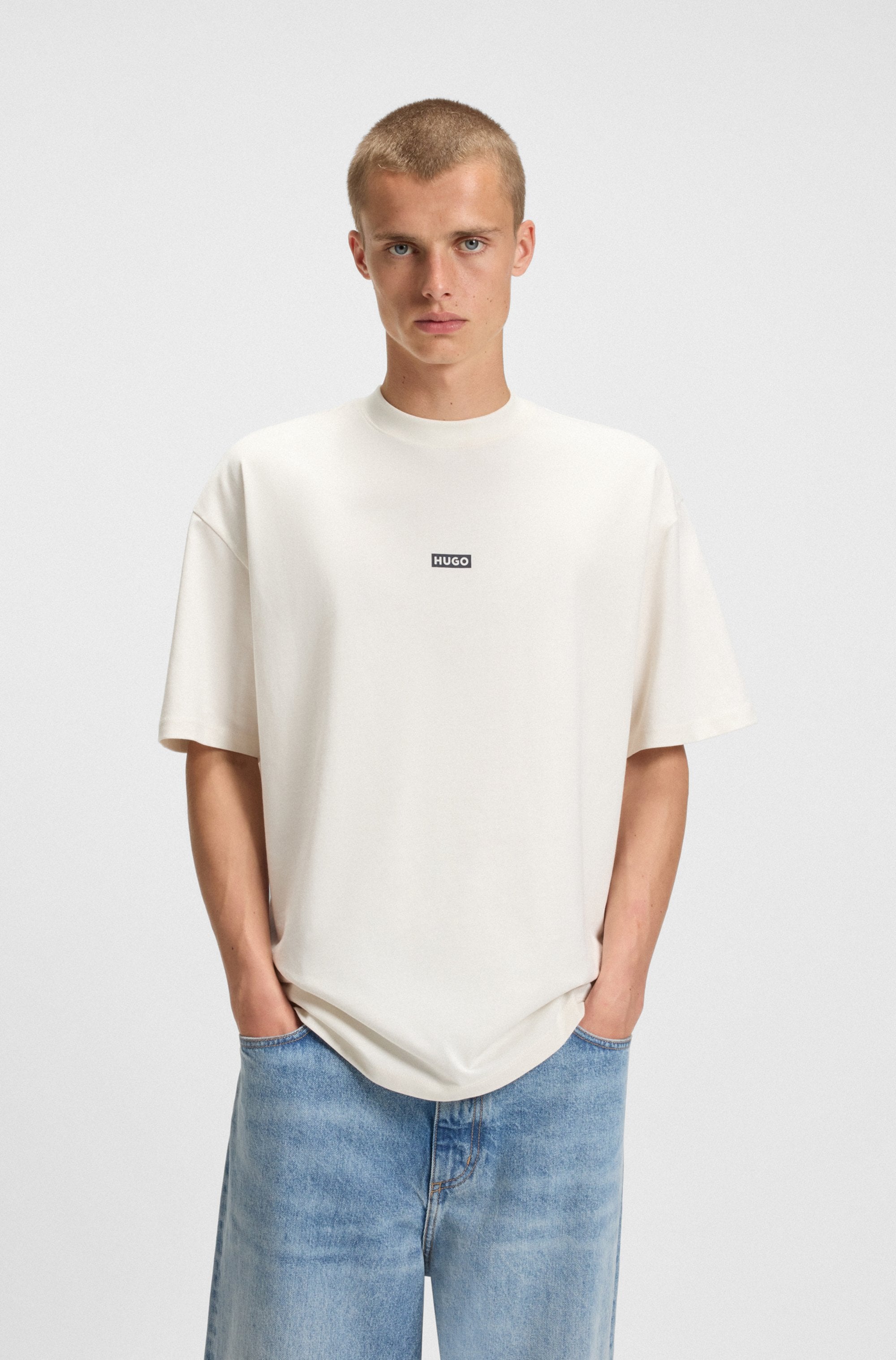 HUGO Blue T-Shirt »Nalono« mit Logodruck, Oversized Look mit Backprint