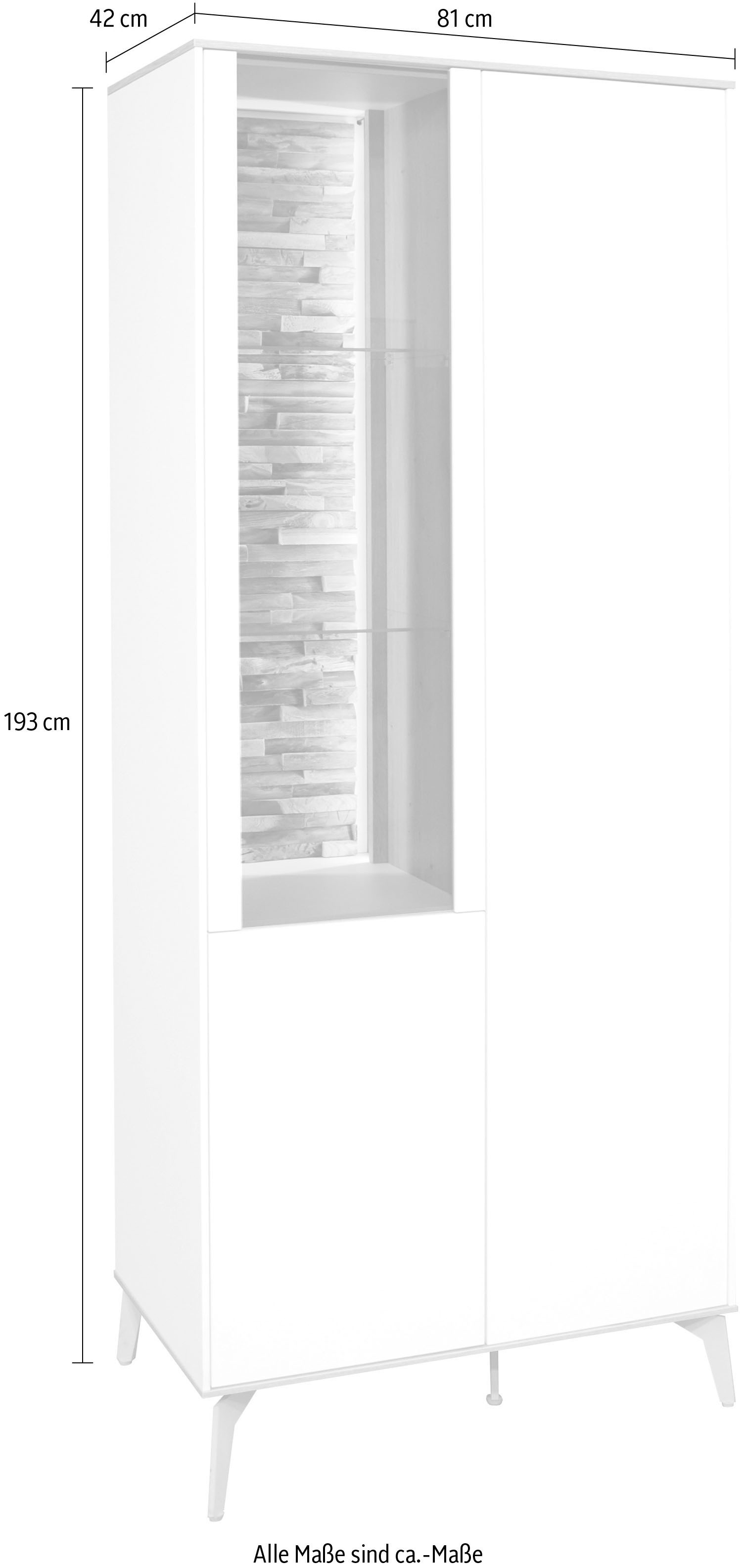 Mäusbacher Vitrine »Faro«, Faro Vitrinenschrank B 81 cm, inkl. Bel., Push to open, Metallfüße