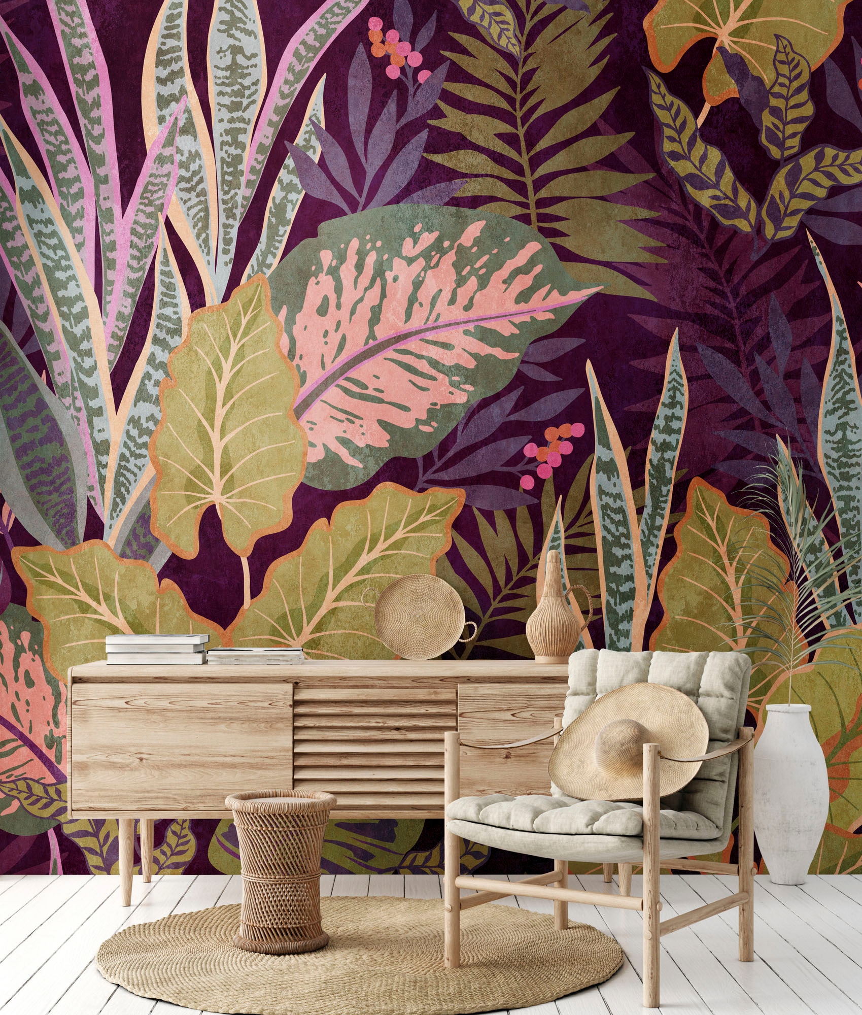 living walls Fototapete »The Wall«, botanisch-natürlich-floral, Fototapete Floral Tapete Dschungel Tapeten Wohnzimmer Design Optik