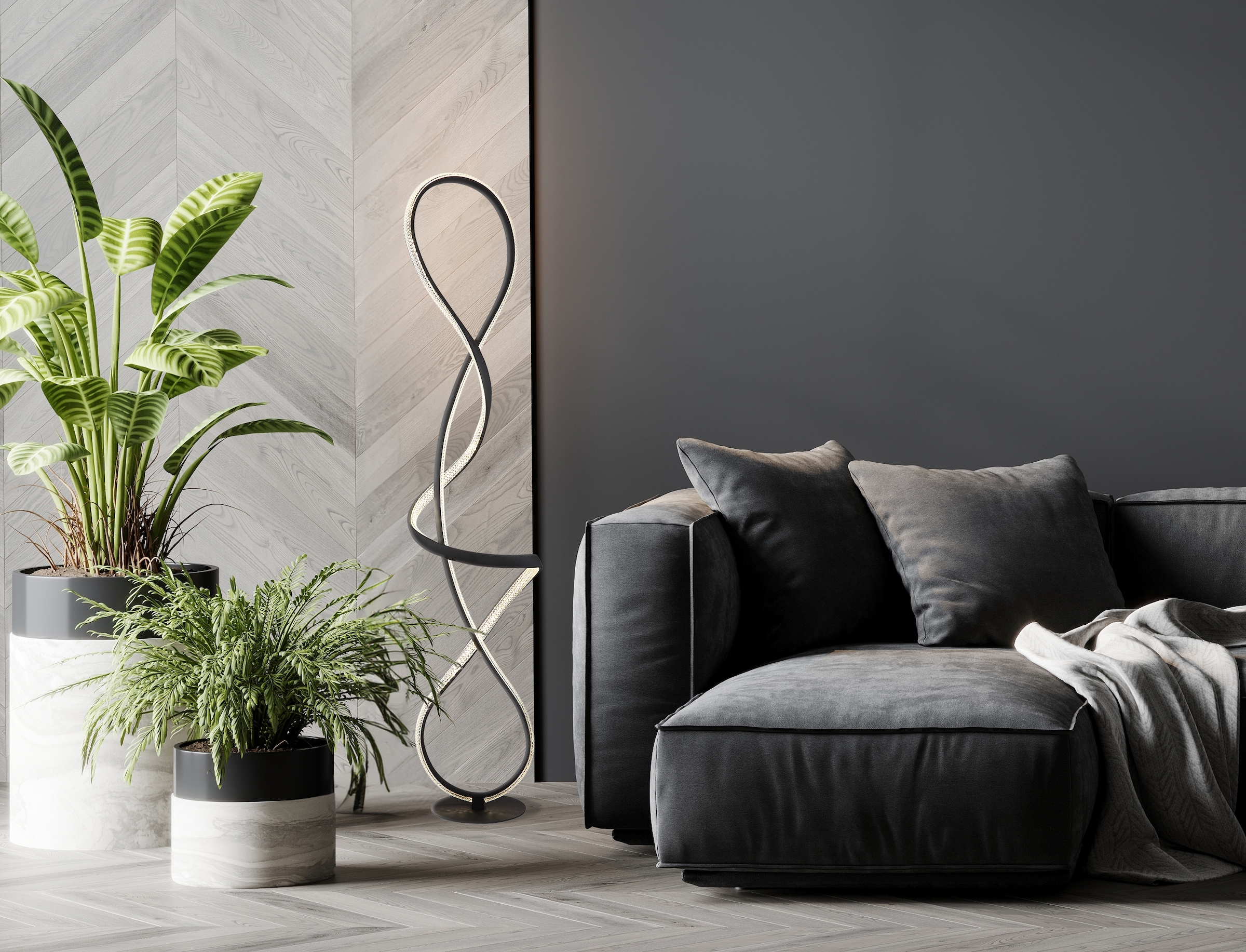 GLOBO LIGHTING Stehlampe »SWIRL« LED-Modul 1 Stk. Warmweiß Stehlampe Wohnzimmer Schlafzimmer Flur Design-Leuchte