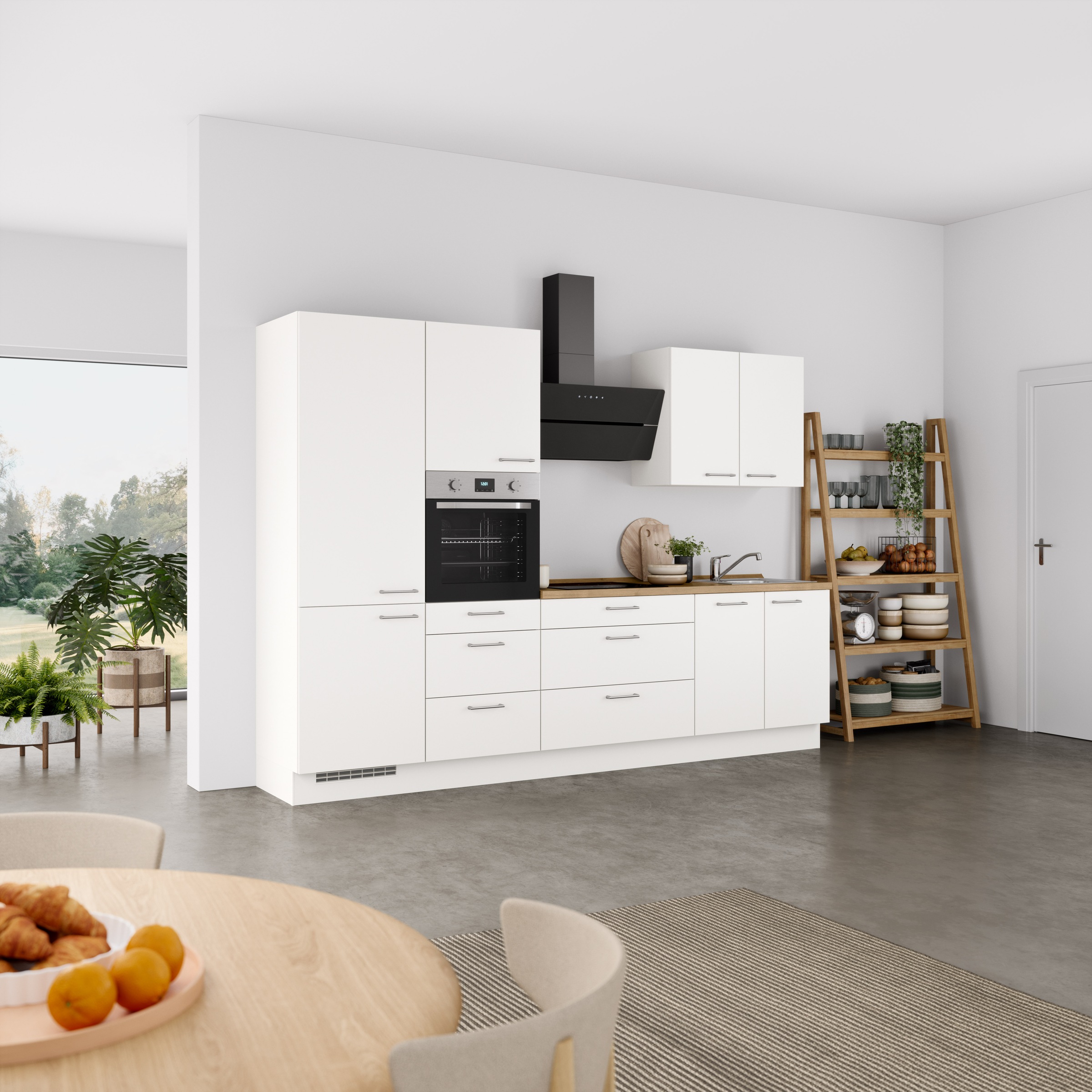 nobilia® Küchenzeile »"Laser II", Ausrichtung wählbar, Breite 300 cm« vormontiert, wahlw. mit unterschiedlichen E-Geräten-Sets