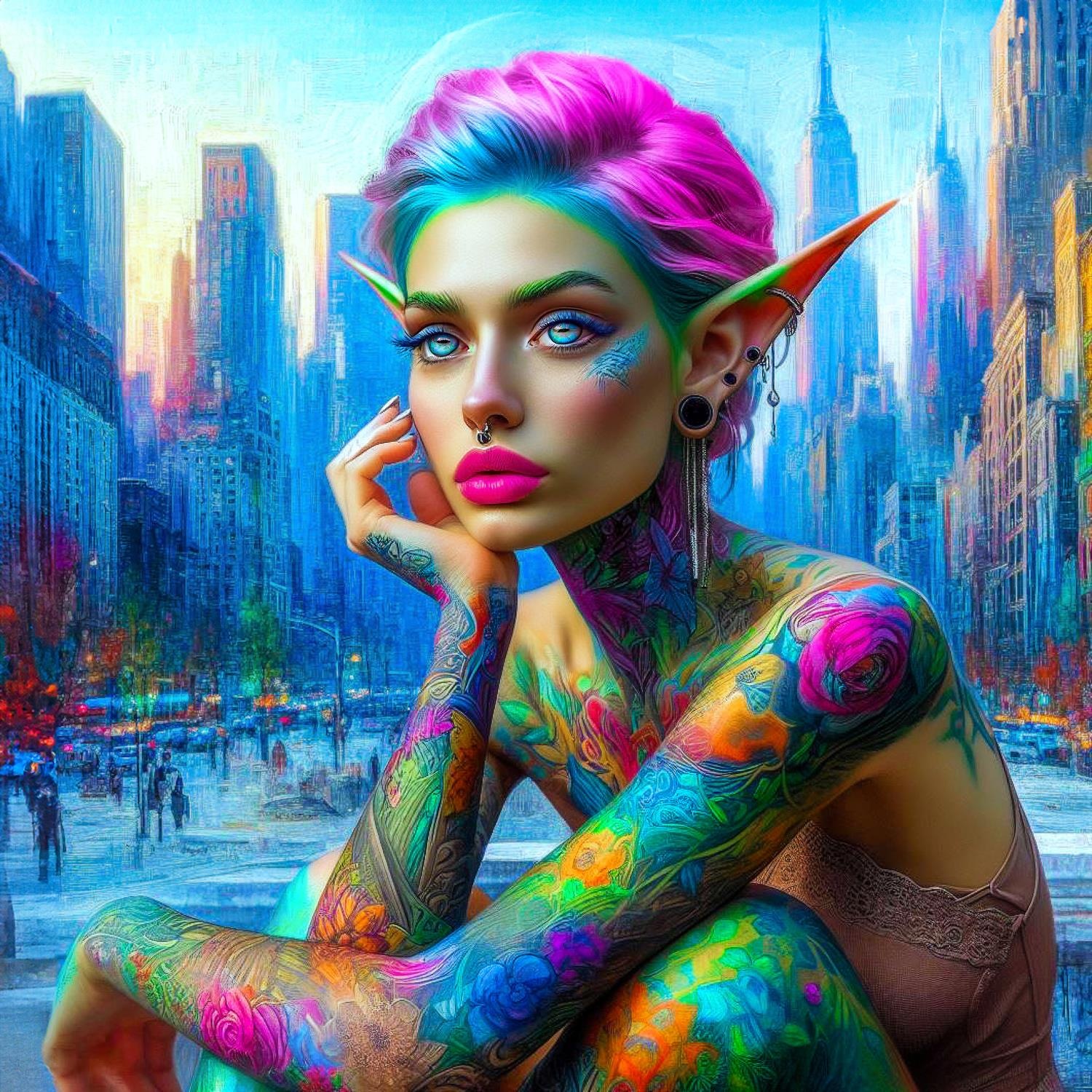 queence Acrylglasbild »Stadtelfen - Katharina Kolenda«, Frau-Fantasy-Amerik günstig online kaufen