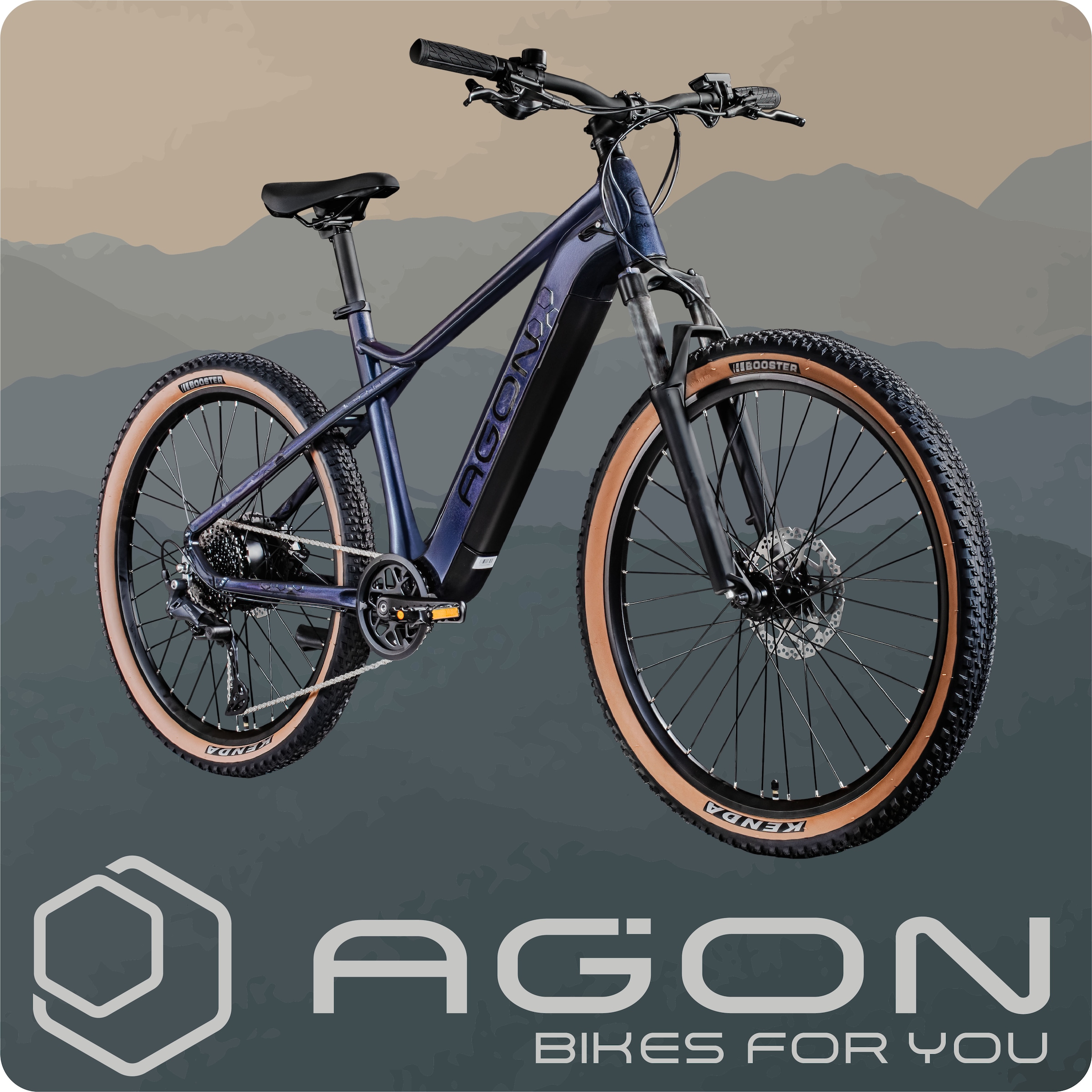 AGON »Alpha« 10 Gang Deore SGS T6000 Schaltwerk Kettenschaltung Heckmotor 250 W Pedelec, Elektrofahrrad für Damen u. Herren, MTB