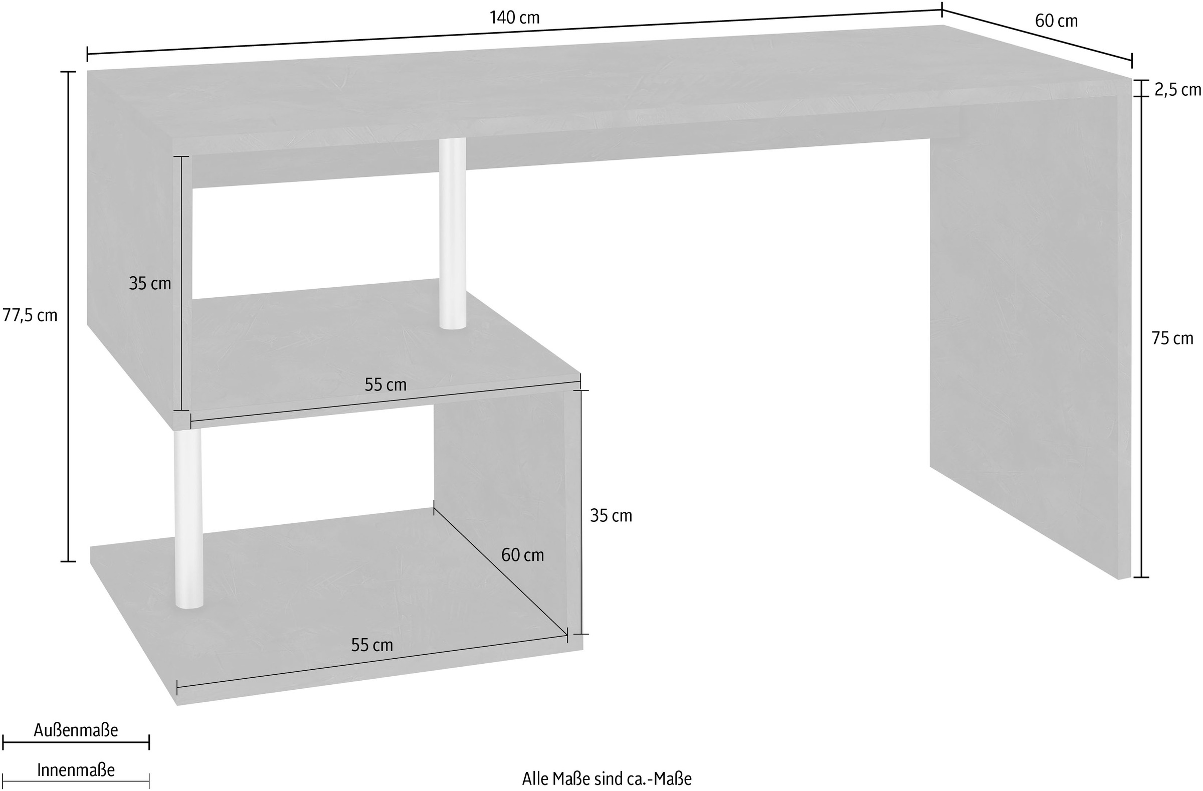INOSIGN Schreibtisch »Esse, modernes Design«, in verschiedenen Breiten, mit und ohne Monitoraufsatz, Made in Italy