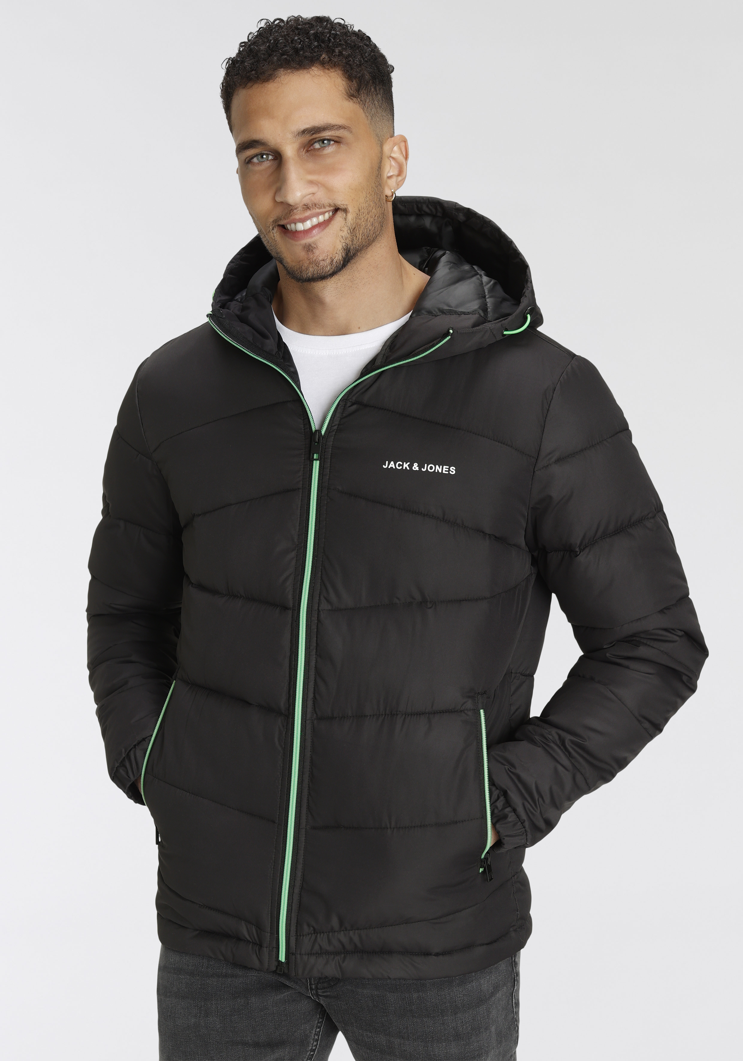 Steppjacke »JJ JJGLOBUS LIGHT PUFFER«, mit Kapuze