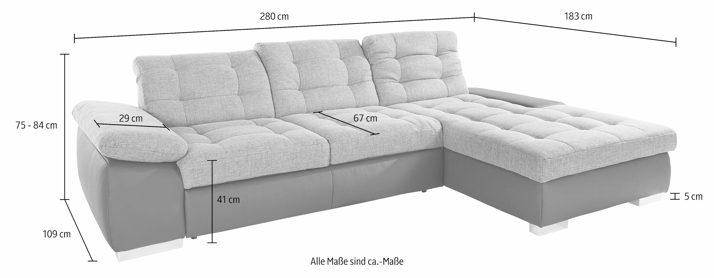 sit&more Ecksofa »Ontario L-Form«, XXL, wahlweise mit Bettfunktion