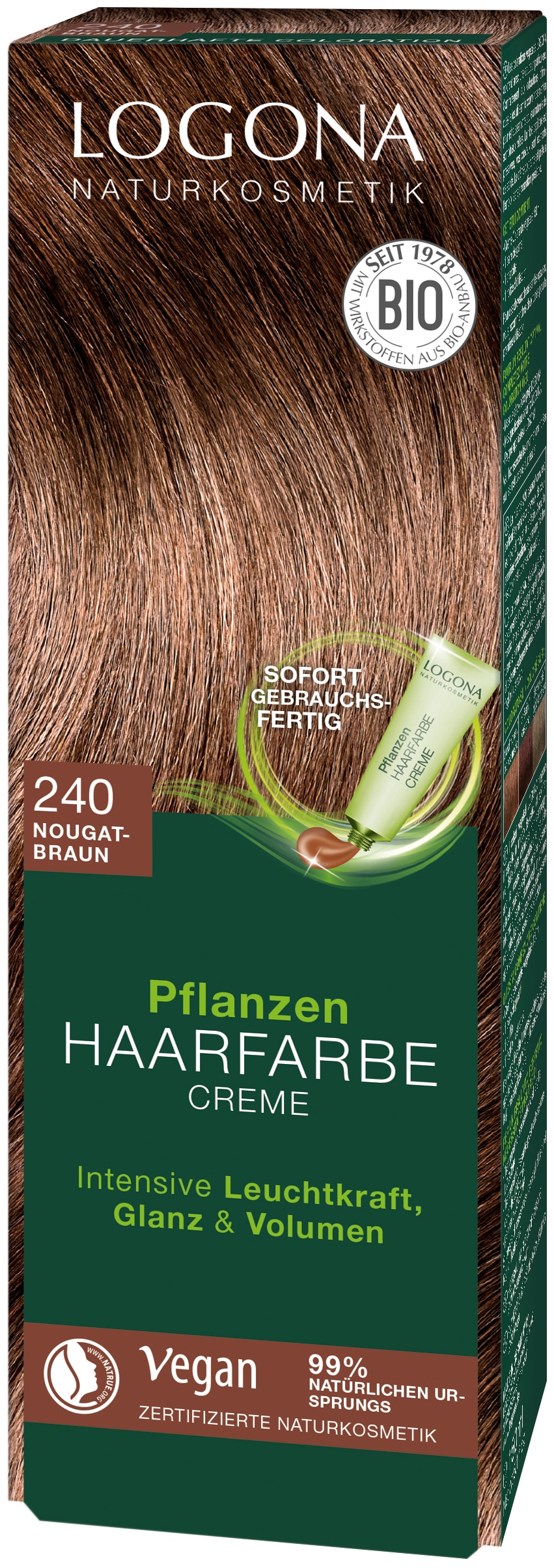 LOGONA Coloration »PFLANZEN-HAARFARBE CREME« sofort gebrauchsfertige Creme, für alle Haartypen, mit Creme-Textur