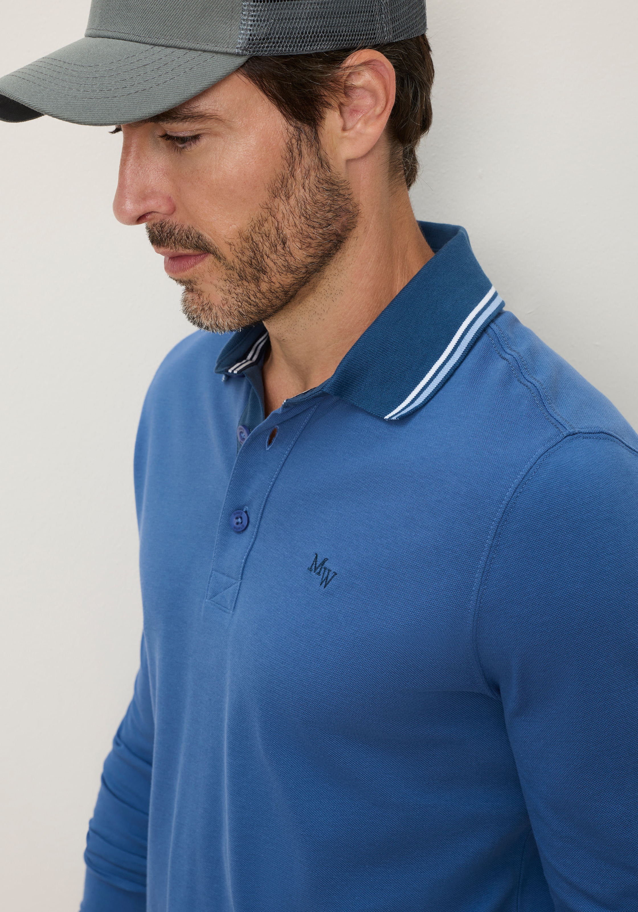 Man's World Poloshirt normale Passform, mit Langarm, klassischer Casual-Look