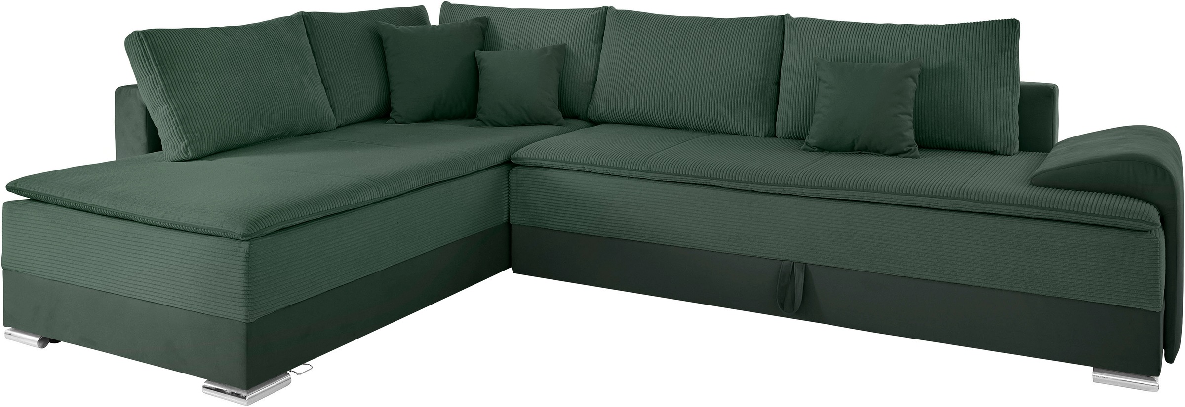 INOSIGN Ecksofa »Boxspringbett Night & Day L-Form mit Dauer-Schlaffunktion mit Armlehne«, mit Boxspring-Bettfunktion 180x200 cm und Bettkasten, Dauerschläfer!