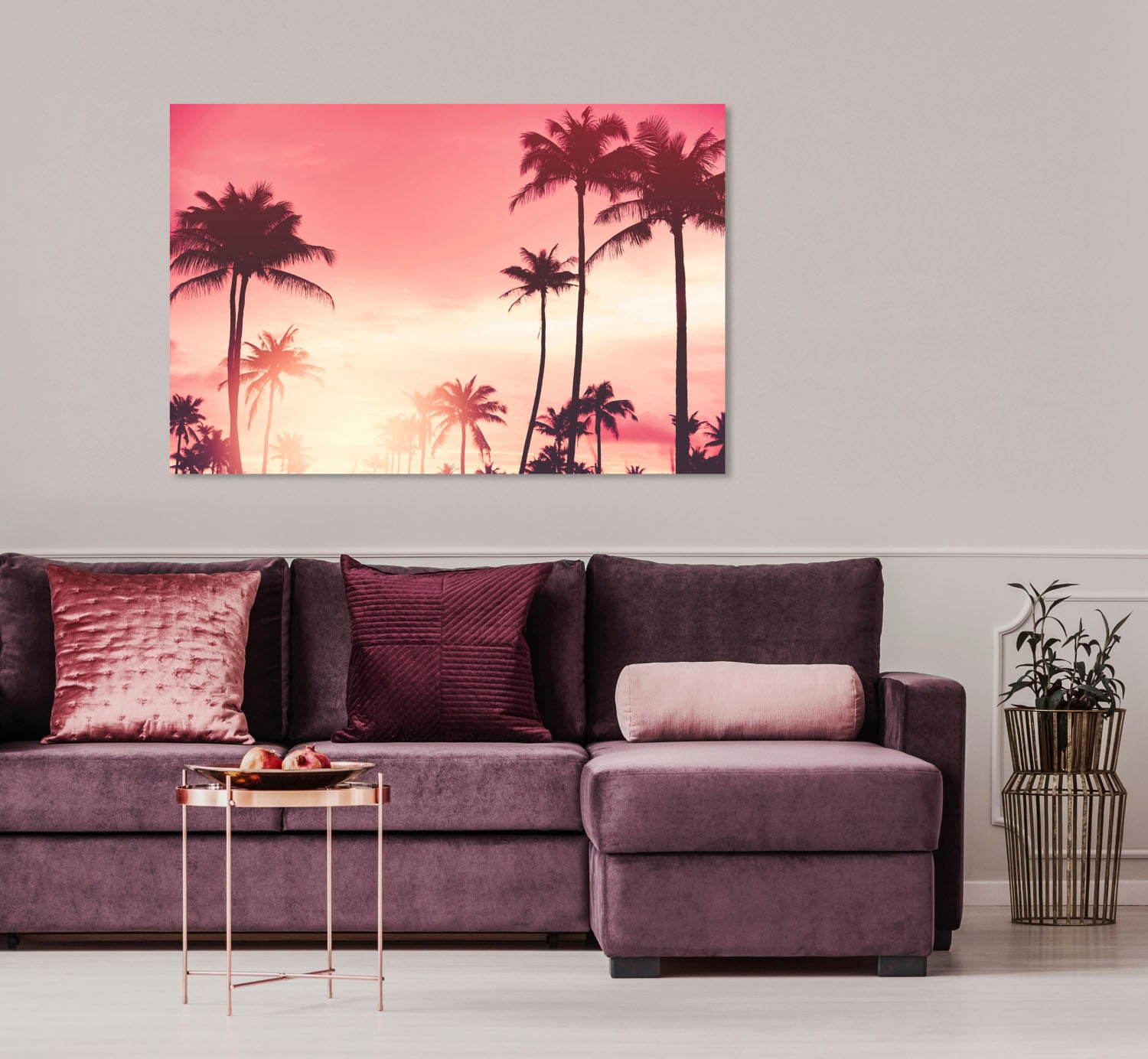 queence Acrylglasbild »Palmen im Sonnenuntergang«, Himmel-Himmelsbilder-Pal günstig online kaufen