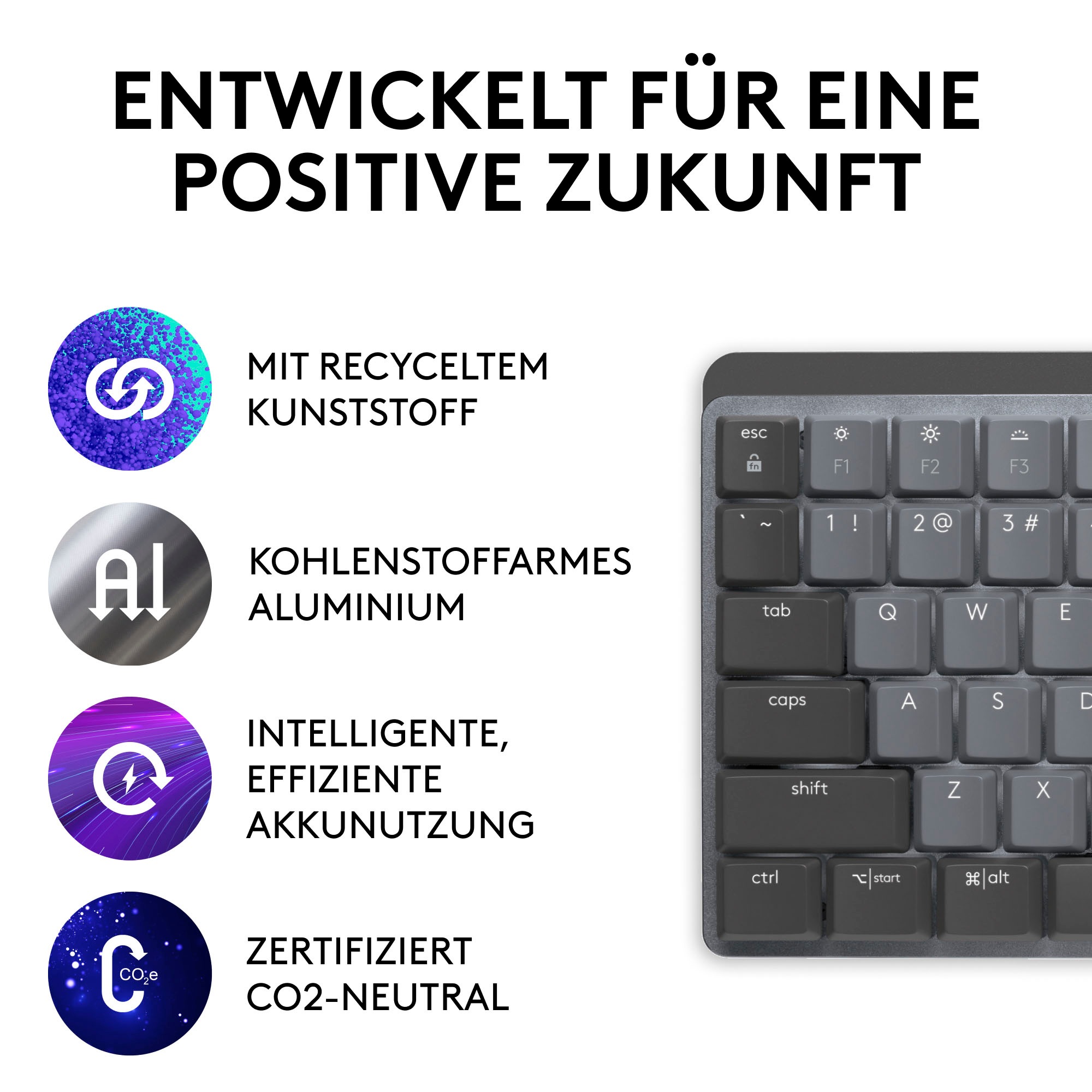 Logitech Tastatur »MX Mechanical TACTILE«, (Ziffernblock-Fn-Tasten-USB-Anschluss)