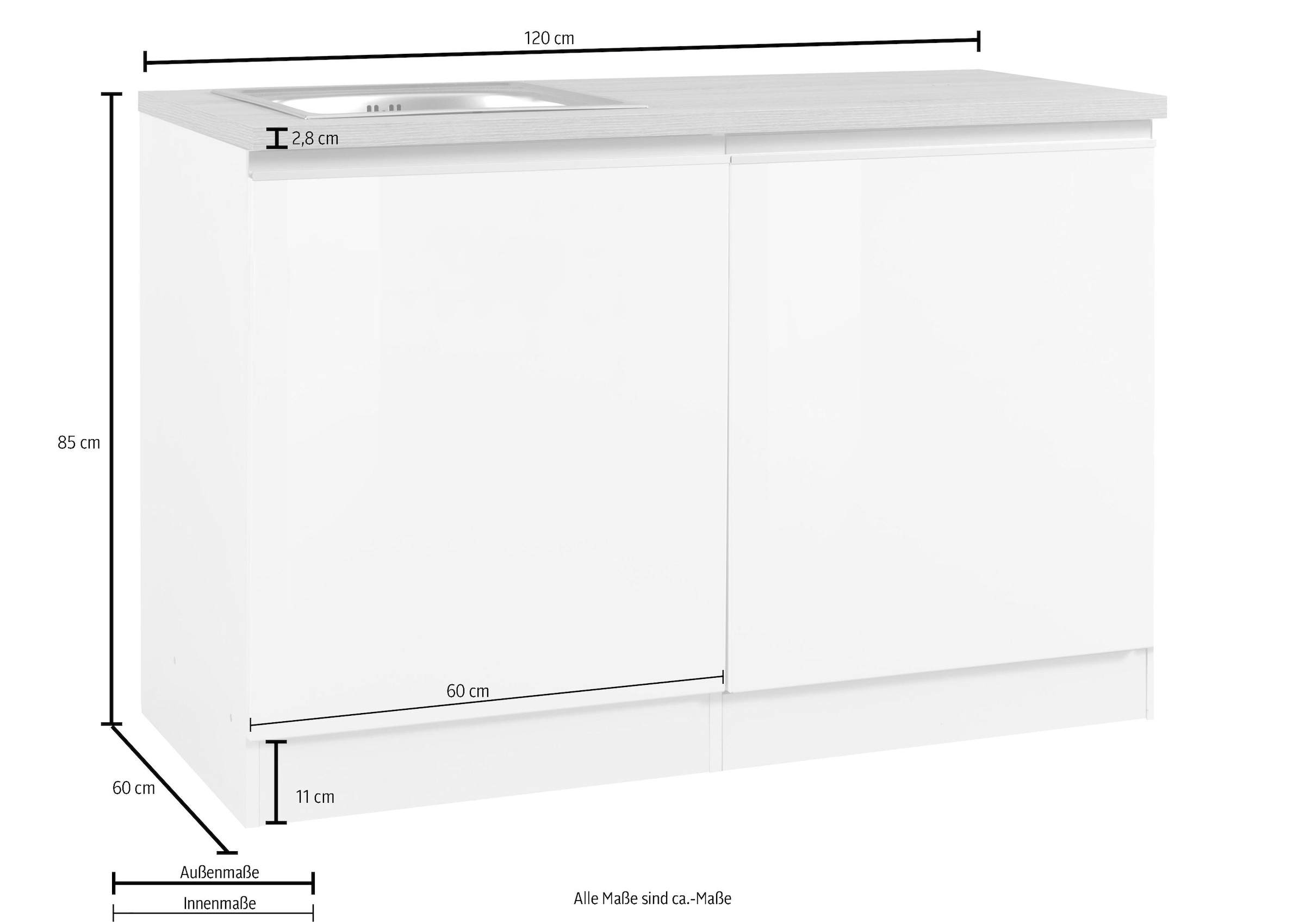 KOCHSTATION Spülenschrank »KS-Ohio«, Breite 120 cm, mit Tür/Sockel für Geschirrspüler