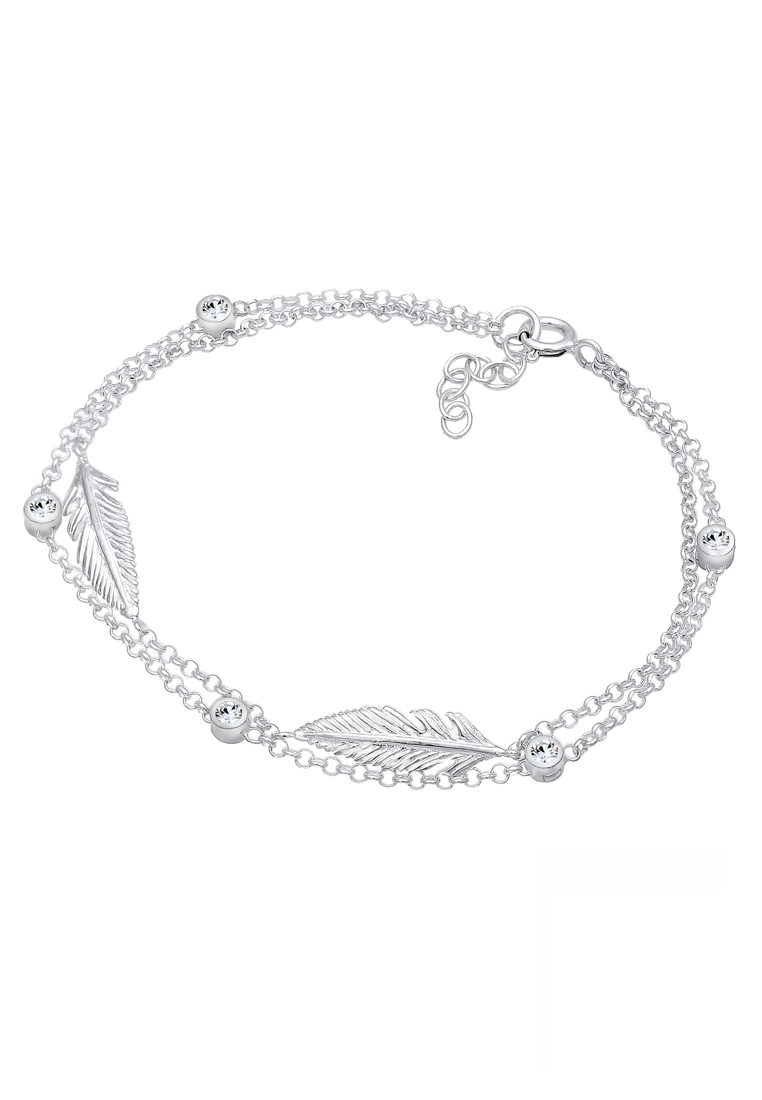 Elli Armband »Feder Layer Kristalle 925er Silber«