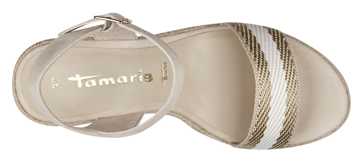 Tamaris Keilsandalette, Sommerschuh, Sandale, Keilabsatz, mit Bastbesatz