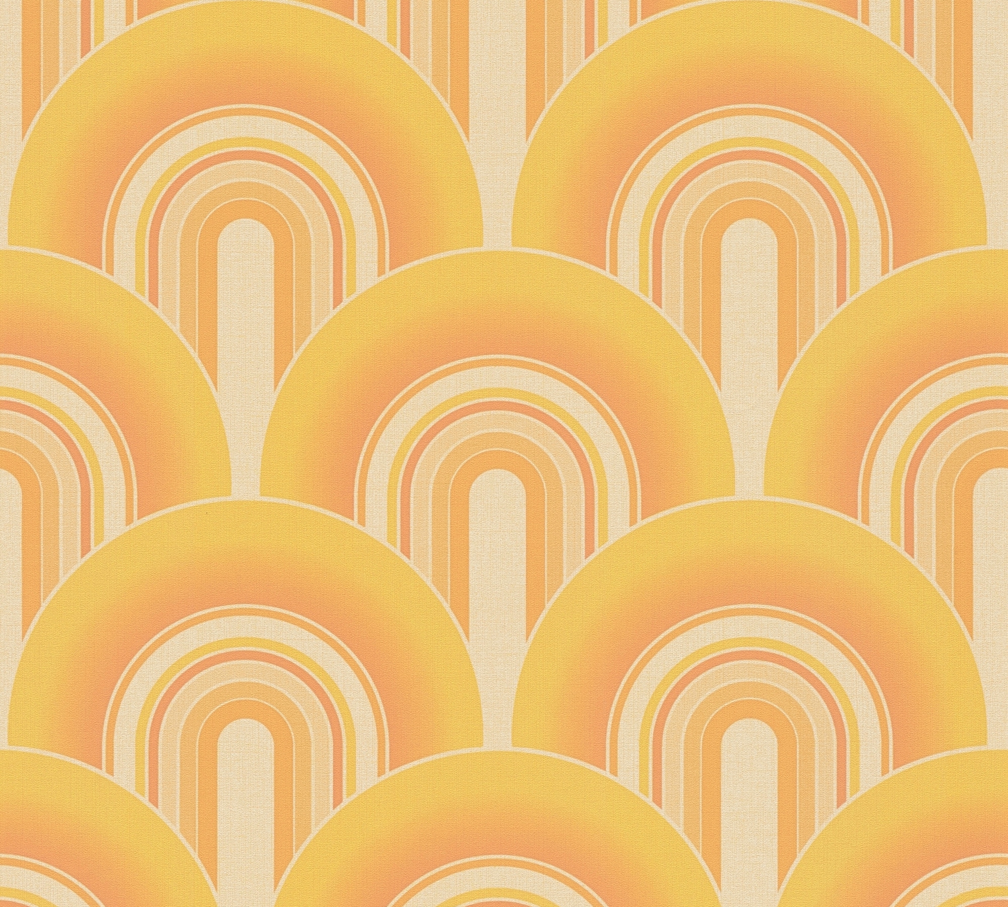 A.S. Création Vliestapete »Retro-Grafik« Retro leicht strukturiert Vliestapete Retro Art-Déco 3D-Grafik, Creme, Gelb und Orange