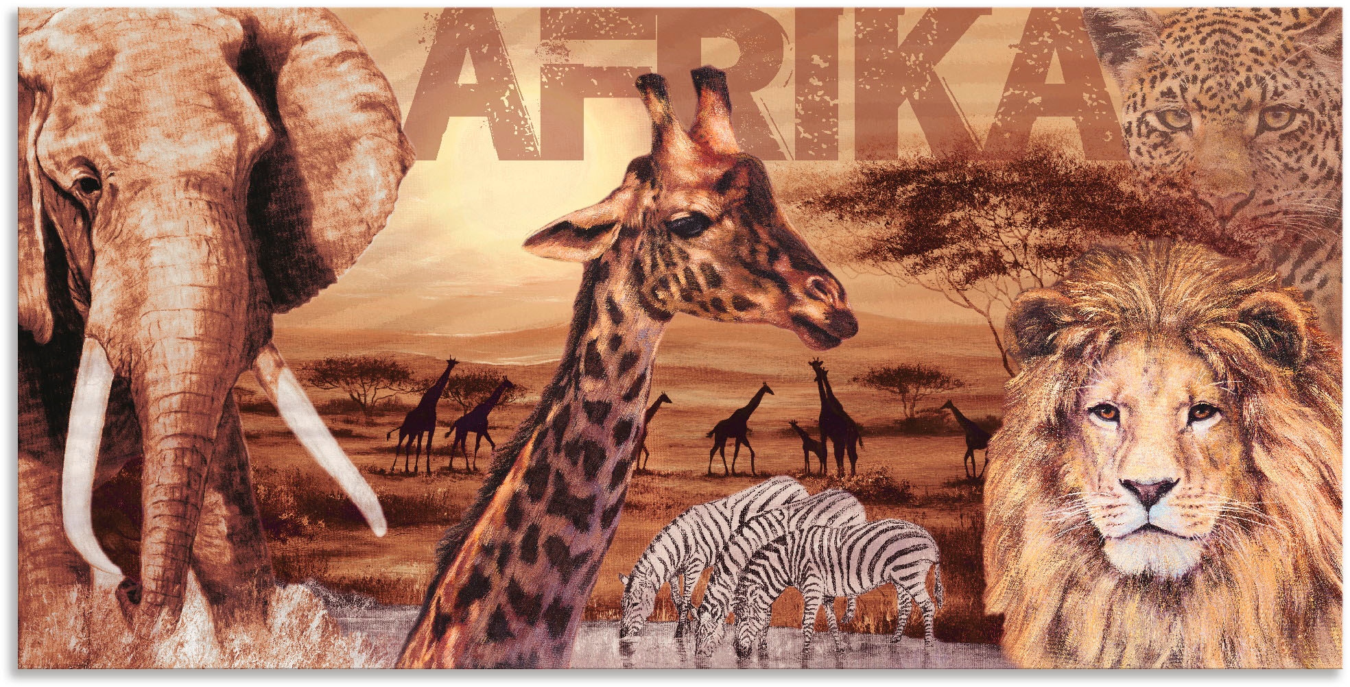 (1 St.), Wildtiere, Alubild, Größen Leinwandbild, oder »Afrika«, versch. Artland kaufen Wandaufkleber in als Poster online Wandbild