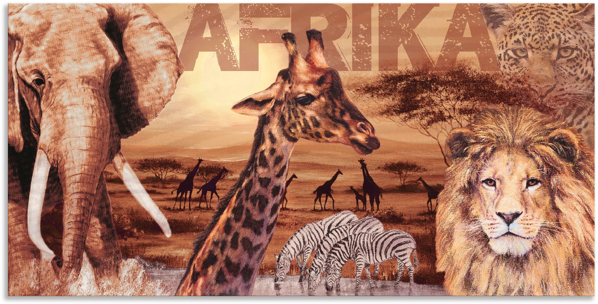 Artland Wandbild »Afrika« Wildtiere 1 Stk. tlg. als Alubild, Outdoorbild, L günstig online kaufen