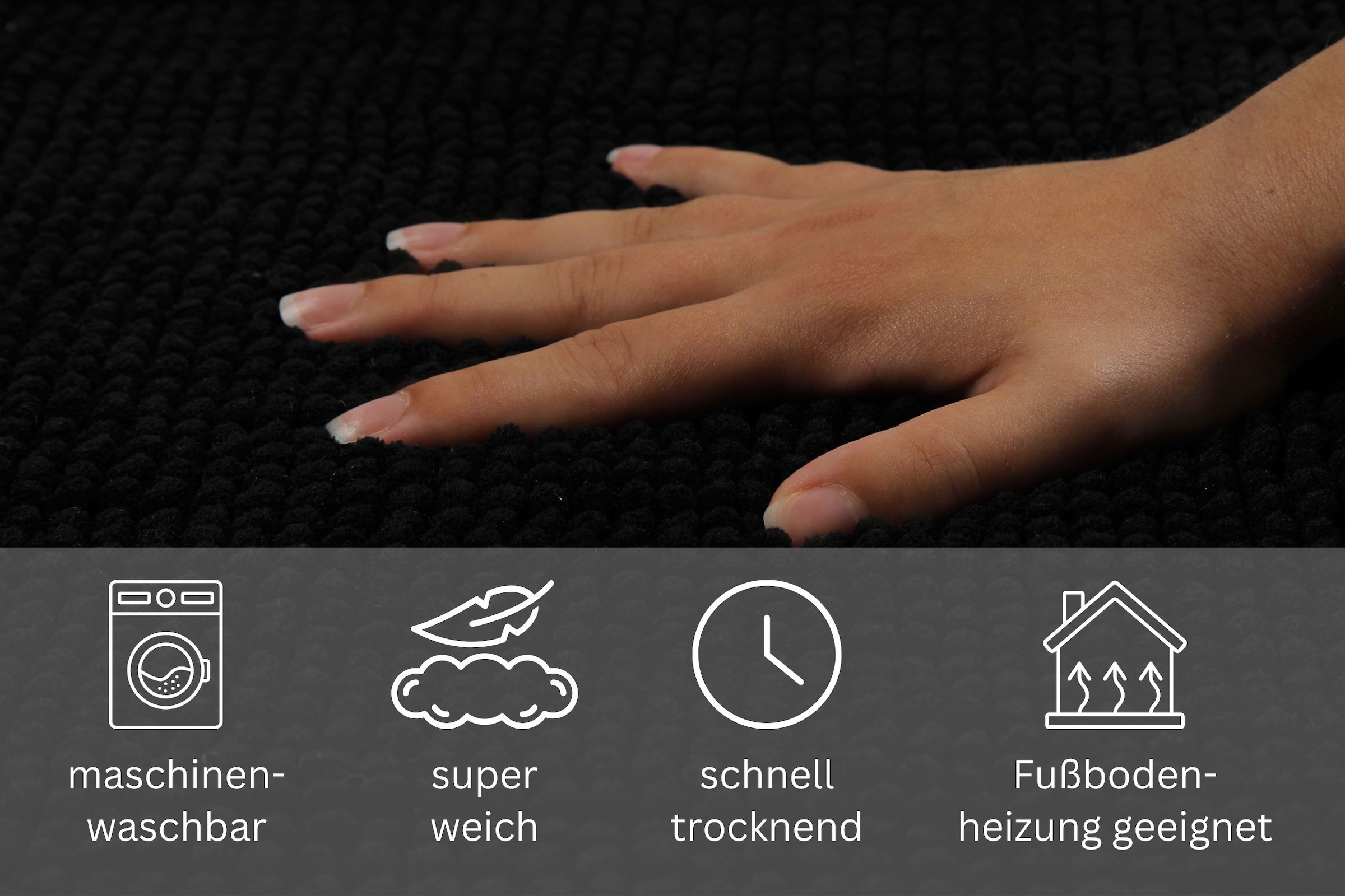 my home Badematte »Kaelan«, rutschhemmend beschichtet, fußbodenheizungsgeeignet, Badvorleger, Badteppich aus weicher Chenille, pastell Farben