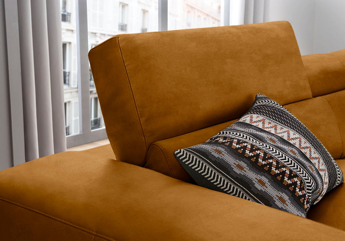 W.SCHILLIG Ecksofa »piedroo, Designsofa mit tollem Sitzkomfort, elegant und bequem, L-Form«, Kopfteilverstellung, wahlweise mit Sitztiefenverstellung, Breite 343cm