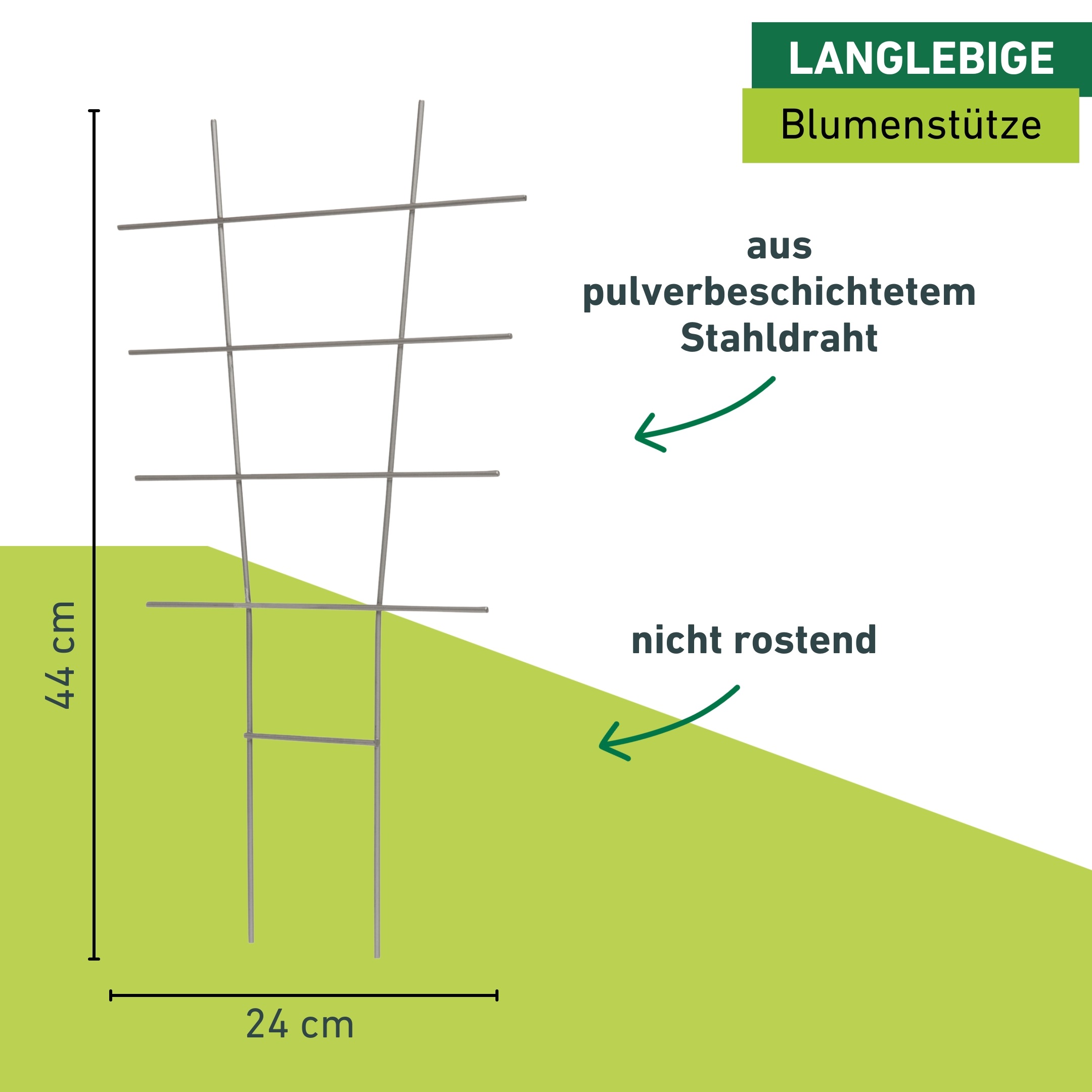 Windhager Rankgitter »für hochwachsende Topfpflanzen, Blumenstütze aus Metall« Gitterspalier erhältlich in 44 x 24 cm oder 77 x 34 cm, silber