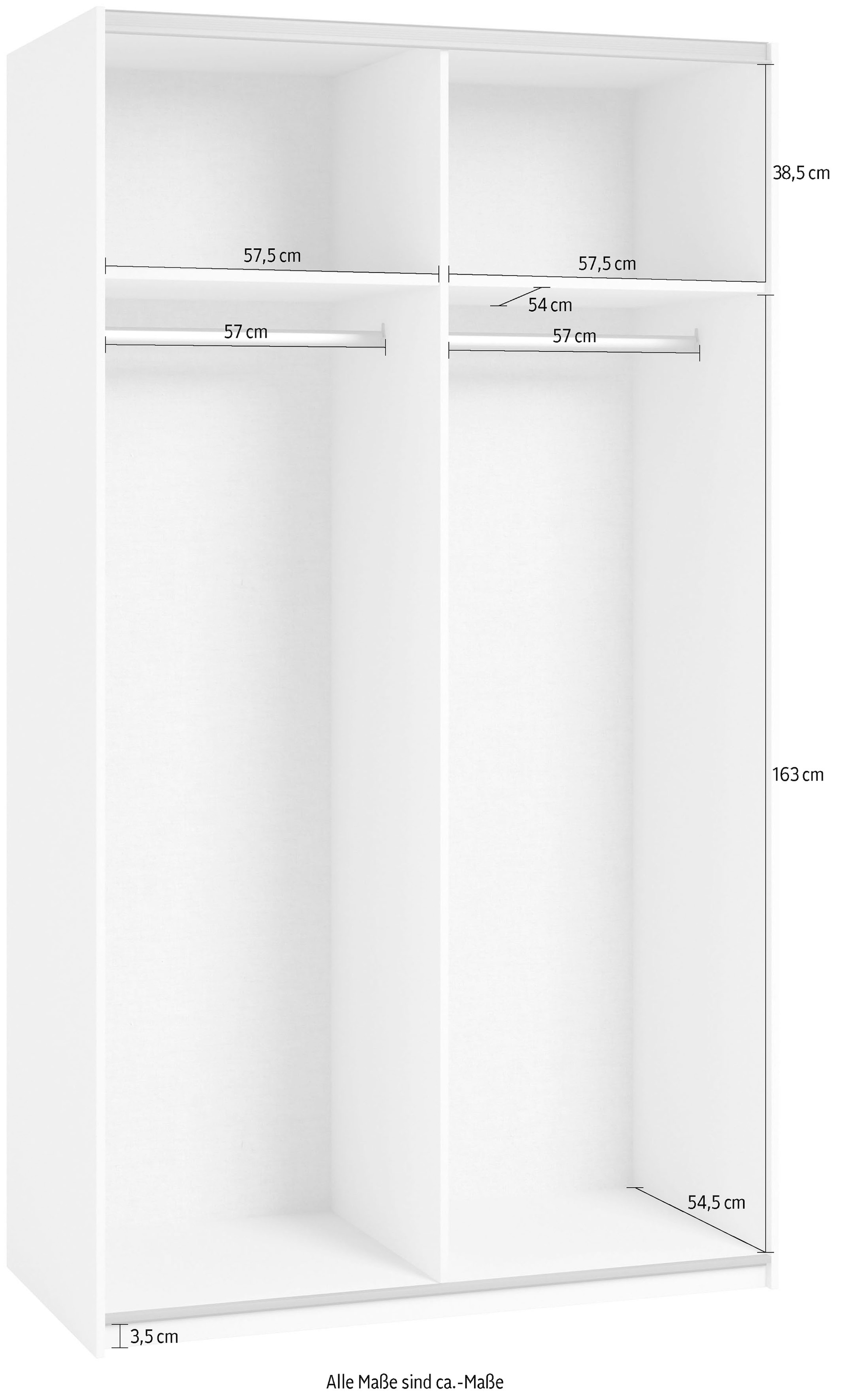 INOSIGN Kleiderschrank »Eastvale, 120x64x210cm, ideal für kleine Räume oder Nischen«, Schrank mit Schwebetüren, FSC-zertifiziert, Metallgriffe