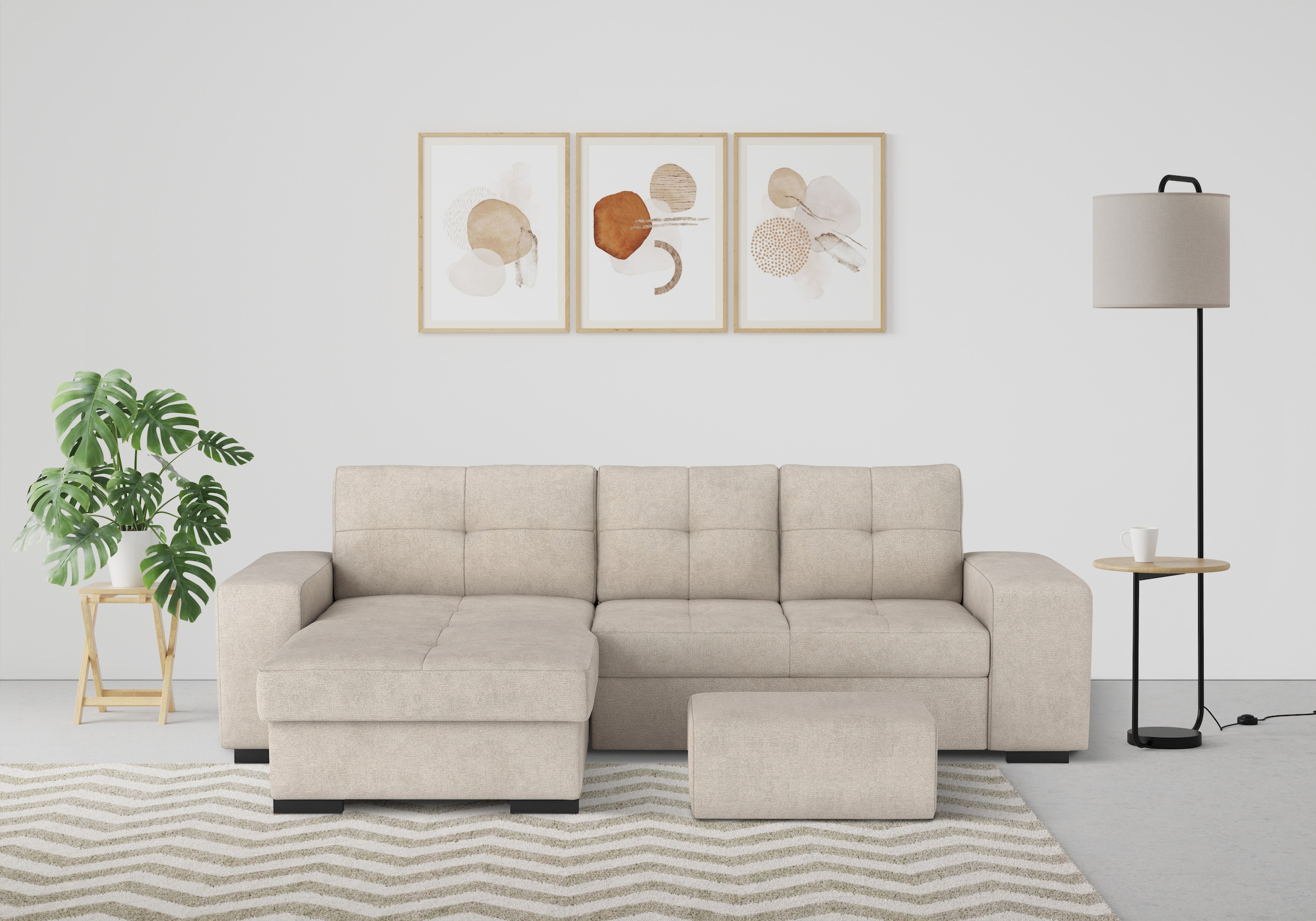 COTTA Ecksofa »Mattina L-Form«, mit Hocker, wahlweise mit Bettfunktion & Be günstig online kaufen