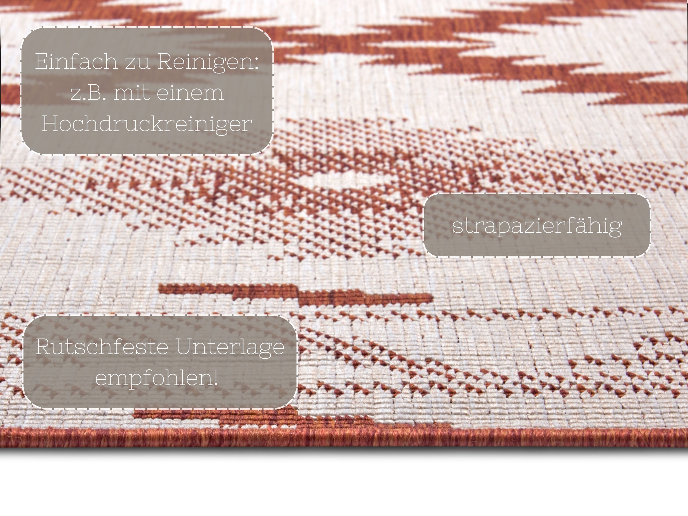 NORTHRUGS Teppich »Malibu Wendeteppich«, rechteckig, 5 mm Höhe, In-& Outdoor, Wetterfest, Balkon, Läufer, Wohnzimmer, Wasserfest