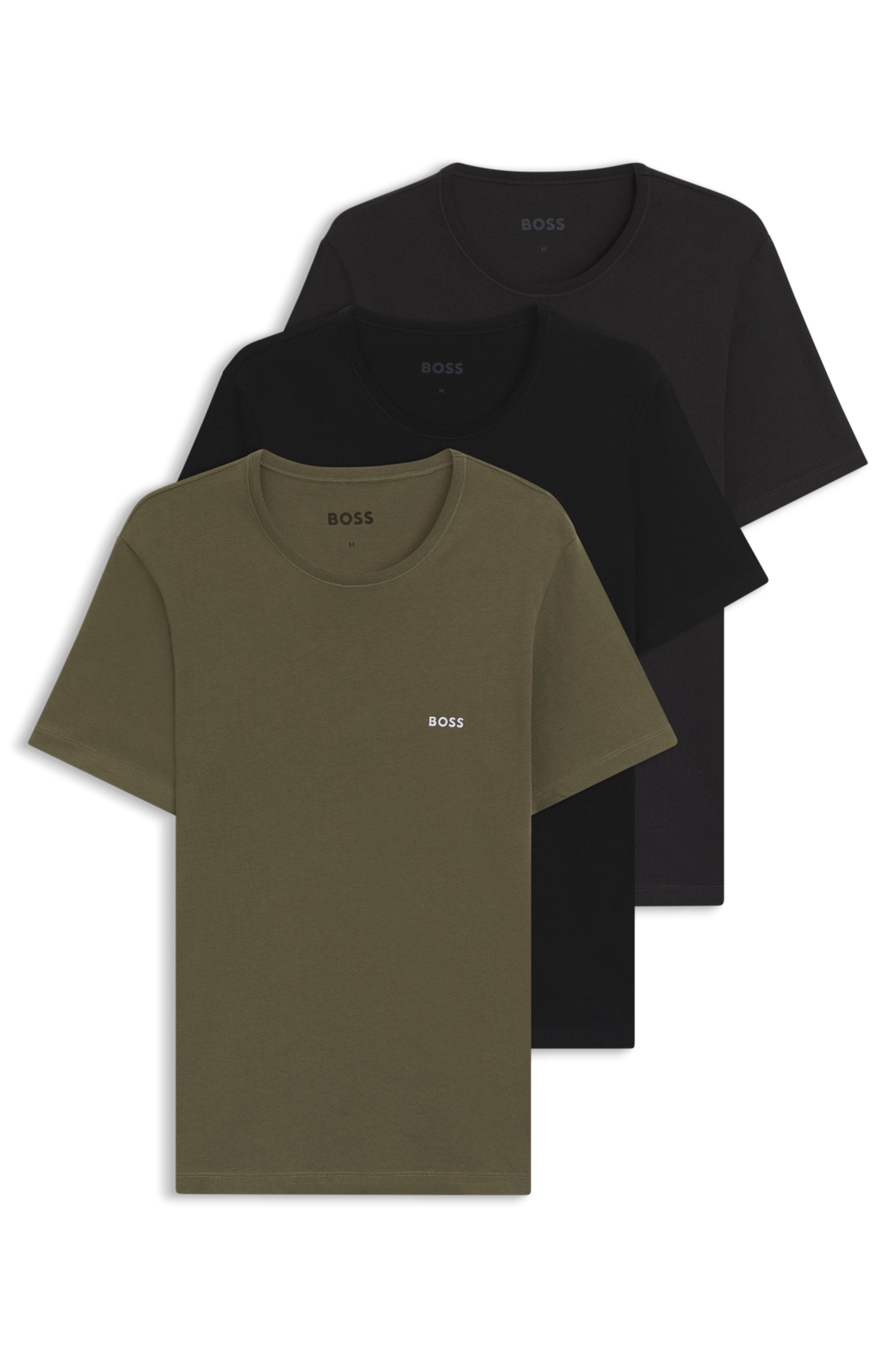 Boss T-Shirt »TShirtRN 3P Classic« Packung, 3 Stk. Mit Boss Stickerei