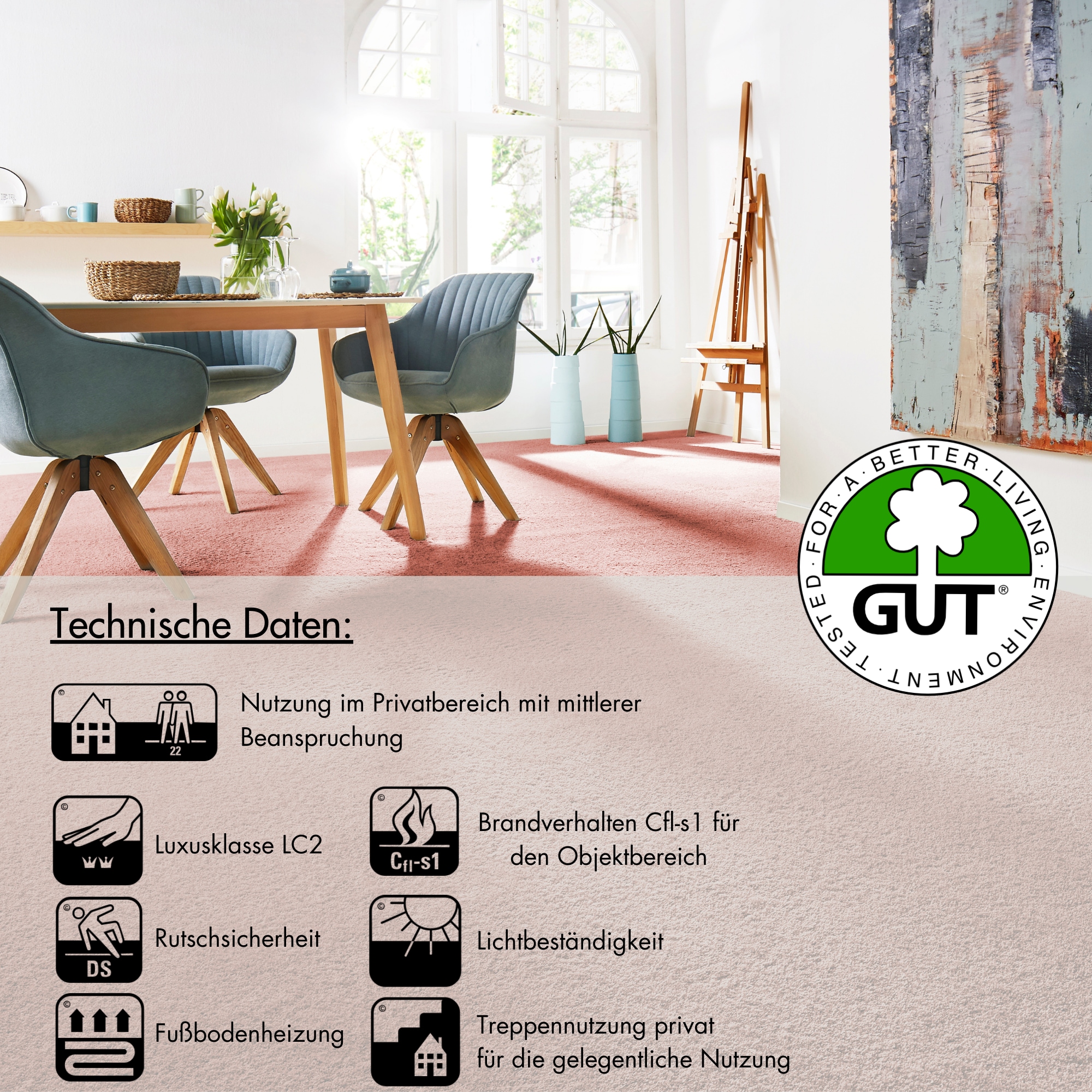 Andiamo Teppichboden »Veronay, Velours, Made in Belgium«, rechteckig, 6 mm Höhe, Uni Farben, Breite 400 cm oder 500 cm, strapazierfähig, pflegeleicht