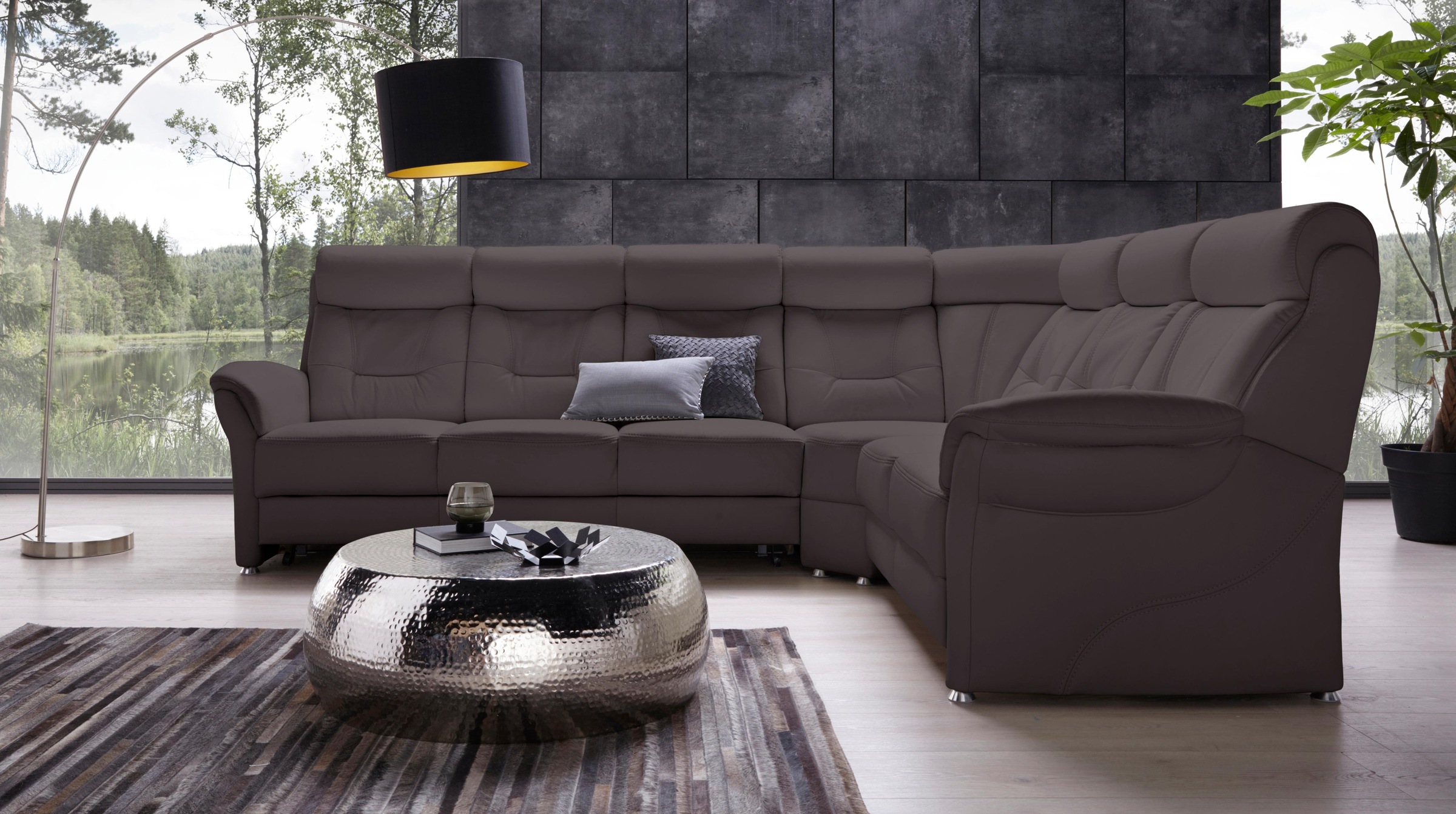 Places of Style Ecksofa »Sardinien L-Form«, mit Kopfteilverstellung, wahlweise mit Bettfunktion